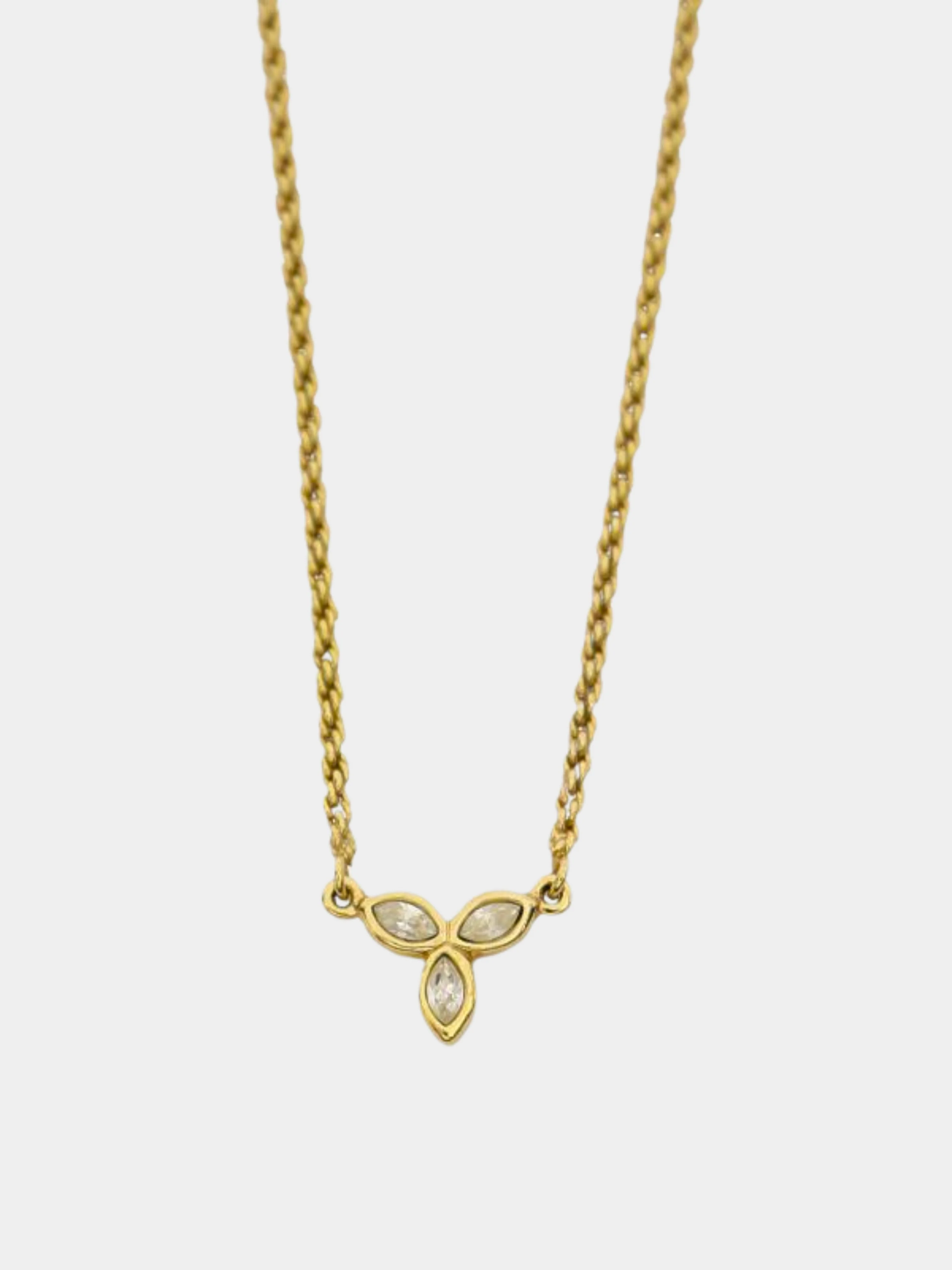 Celine 2000s Gold Rhinestone Flower Necklace - Image 2