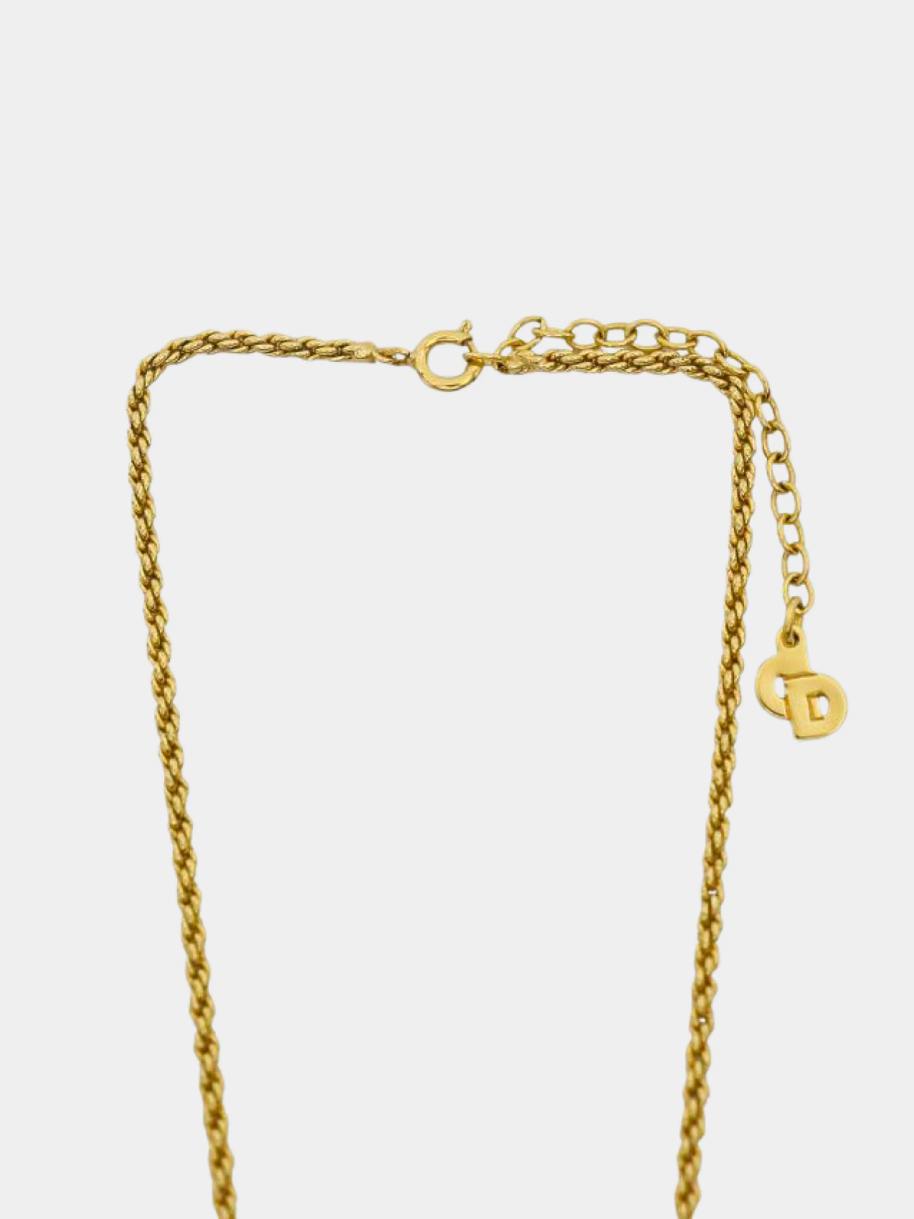 Celine 2000s Gold Rhinestone Flower Necklace - Image 3