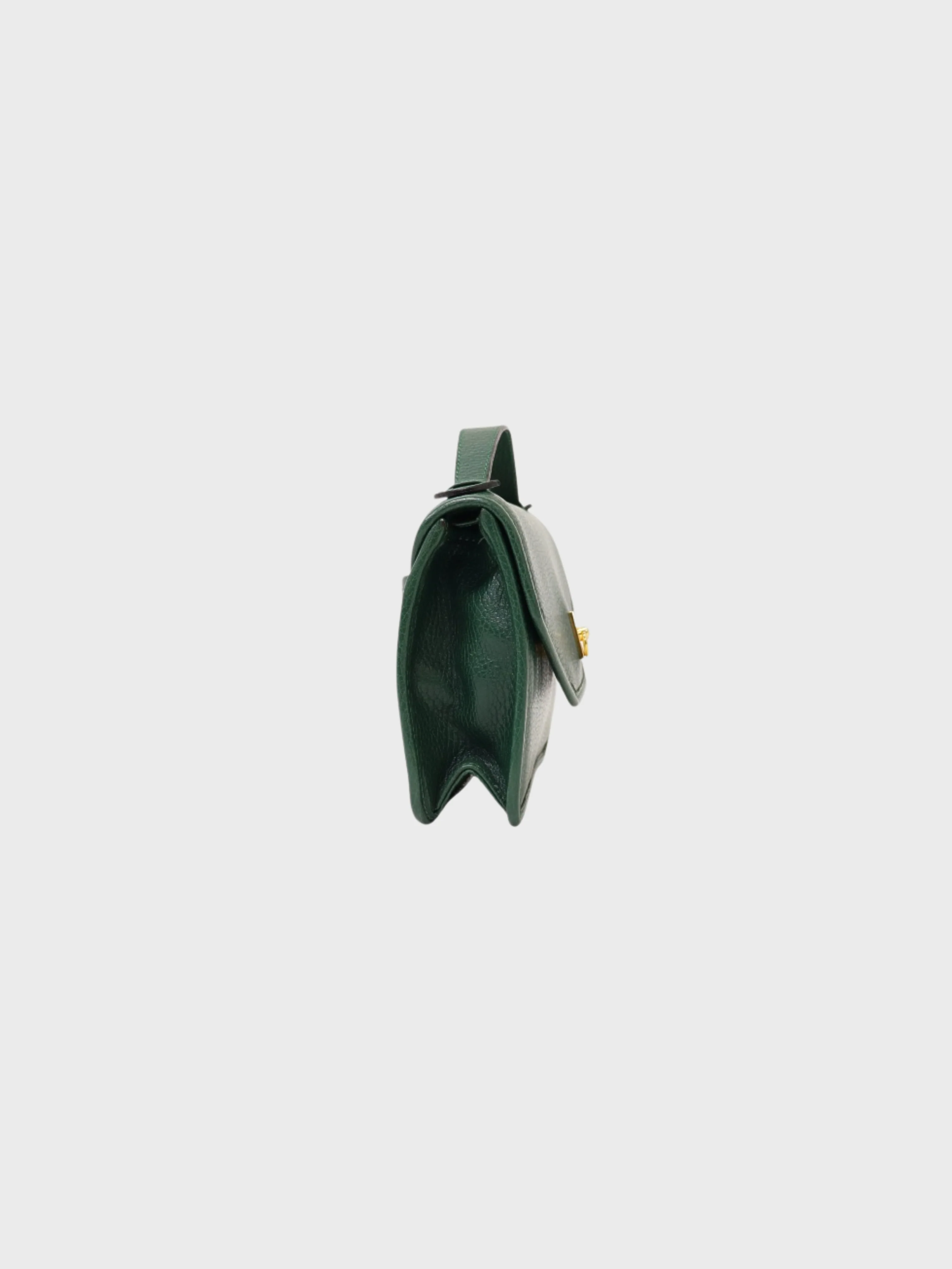 Celine 2000s Green Leather Gancini Hardware 2Way Bag - Image 3
