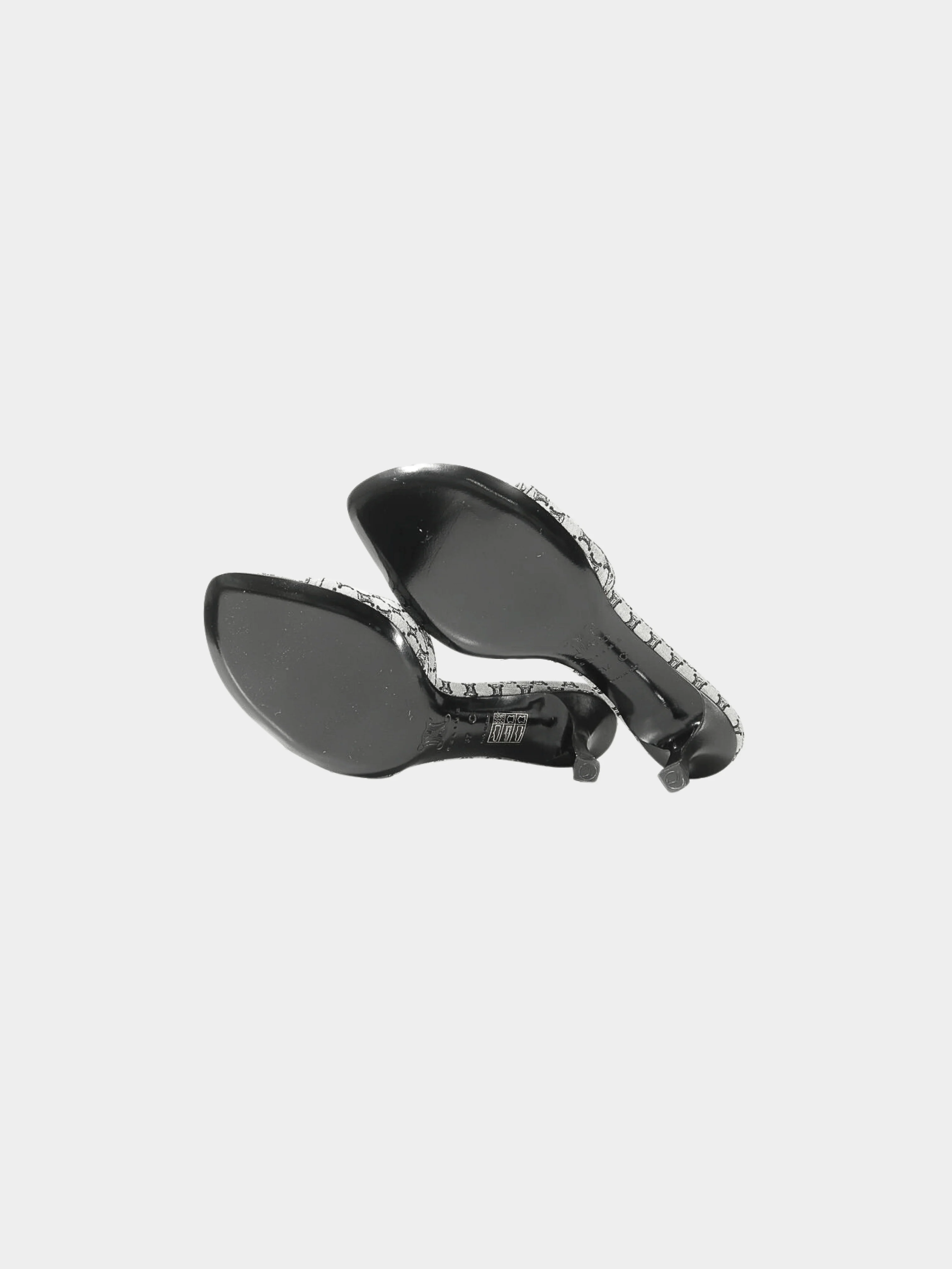 Celine 2000s Grey Canvas Macadam Mules - Image 3