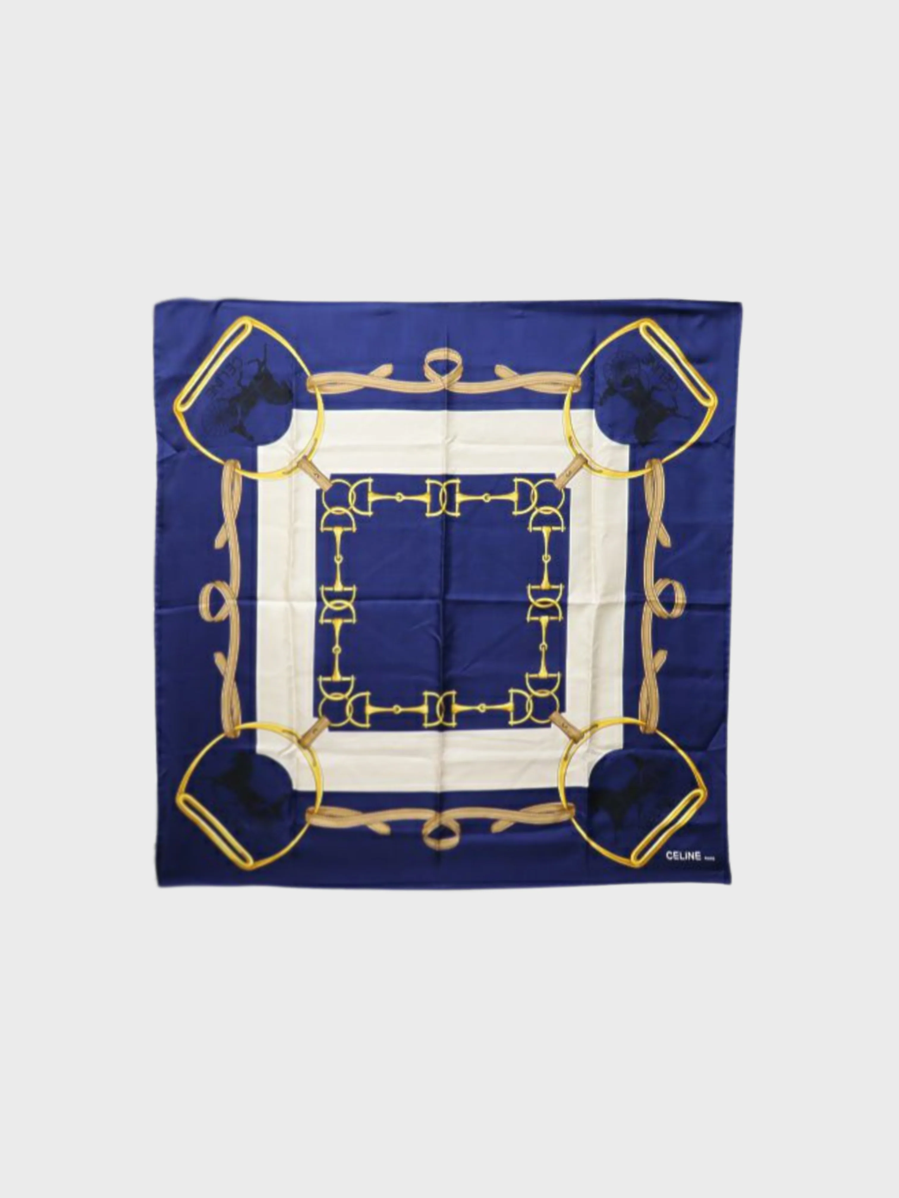 Celine 2000s Multicolor Silk Logo Print Scarf
