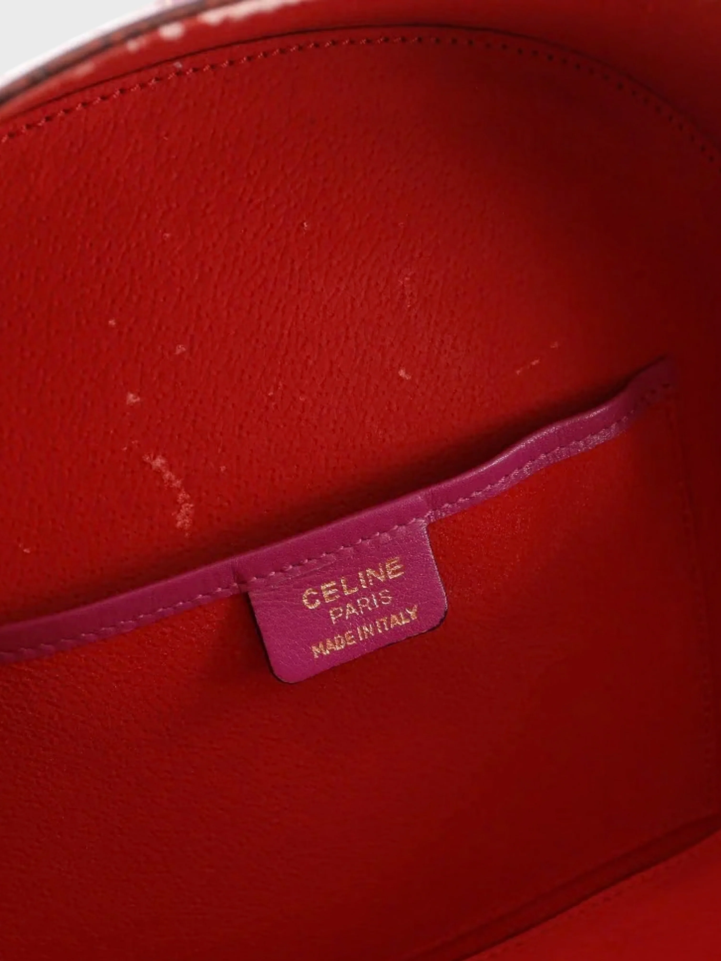 Celine 2000s Raspberry Pink Embossed Leather Handbag - Image 5