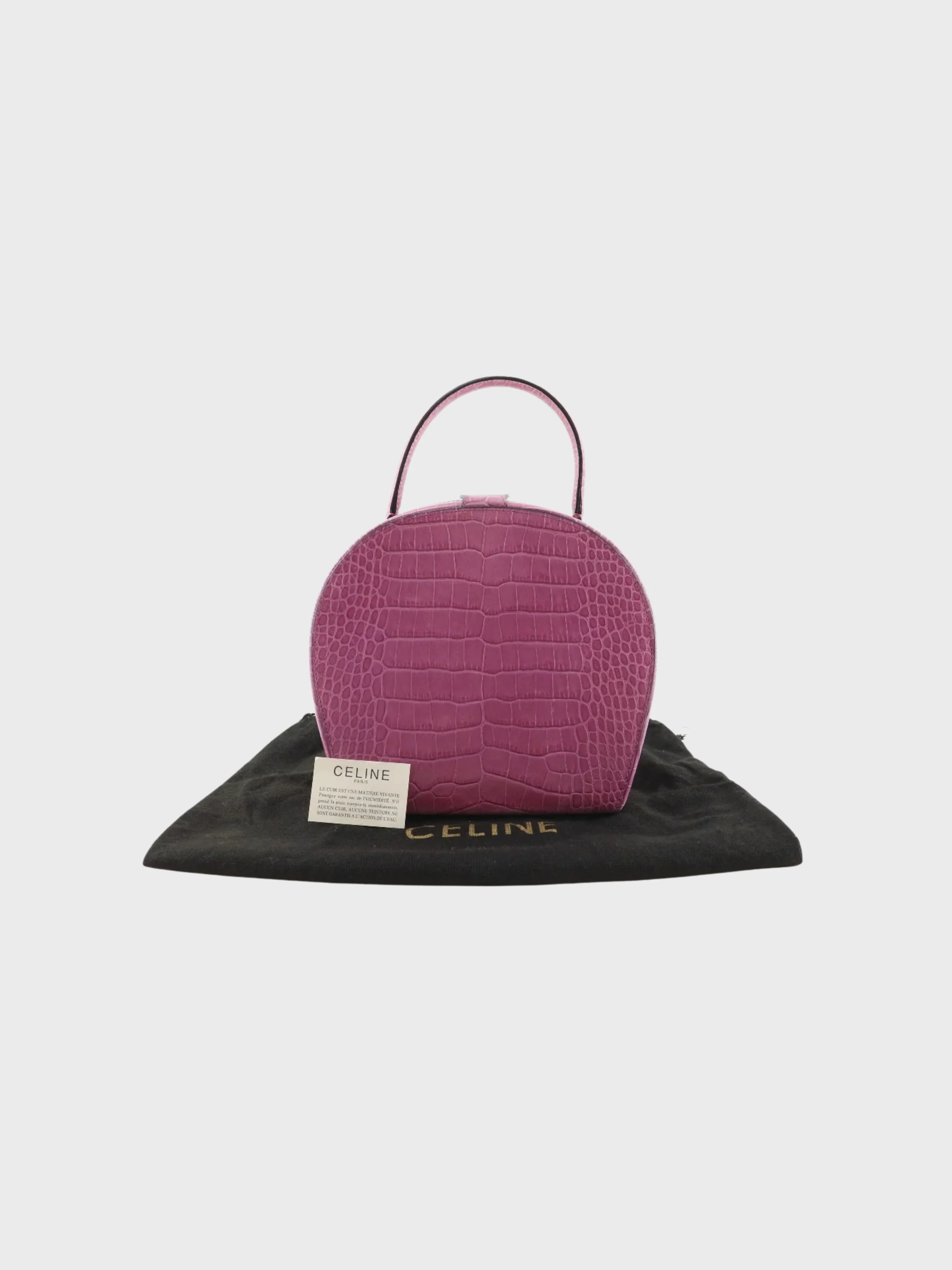 Celine 2000s Raspberry Pink Embossed Leather Handbag - Image 7