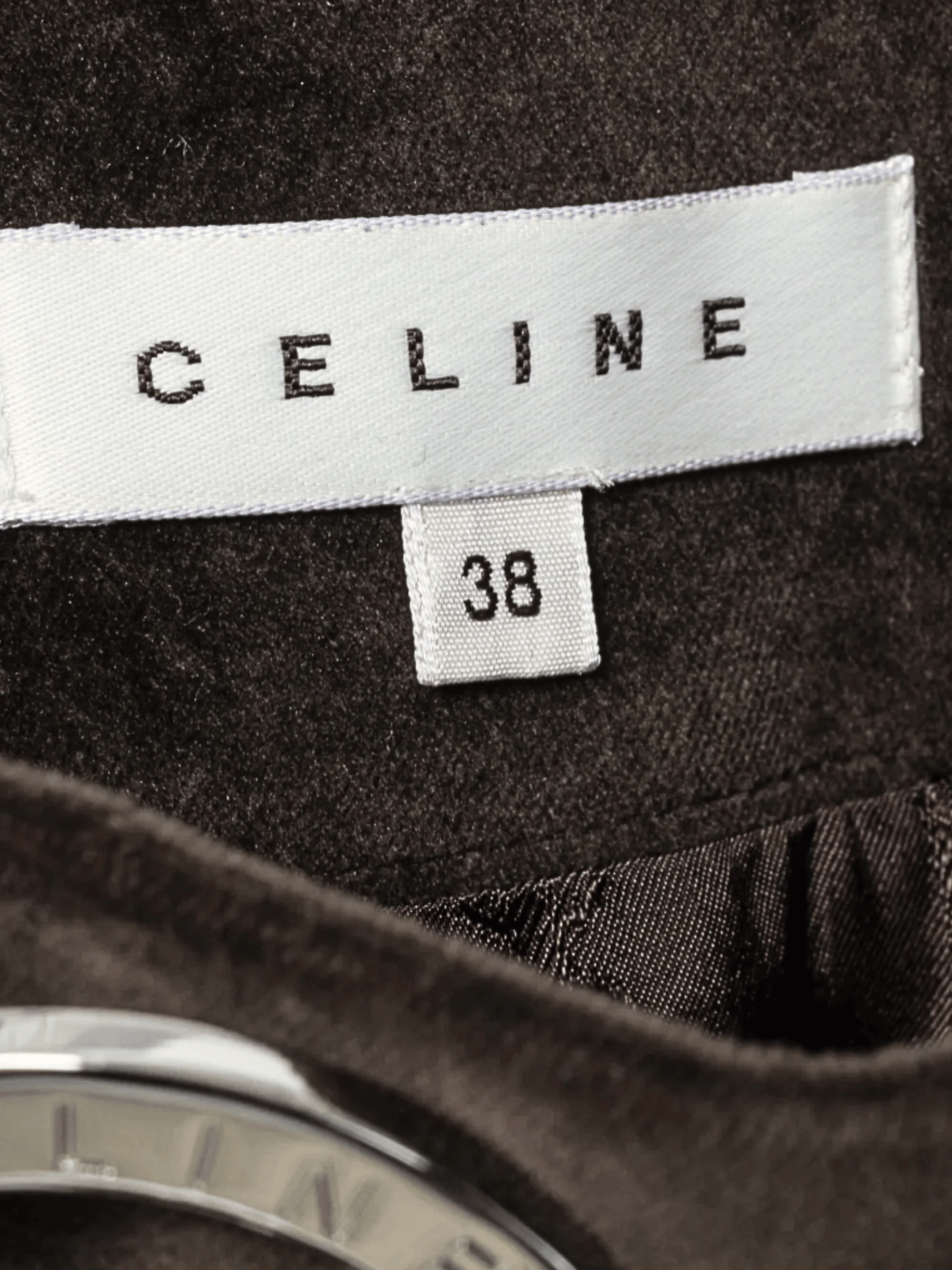Celine 2007 Brown Velvet Buckled Pleated Mini Skirt - Image 5