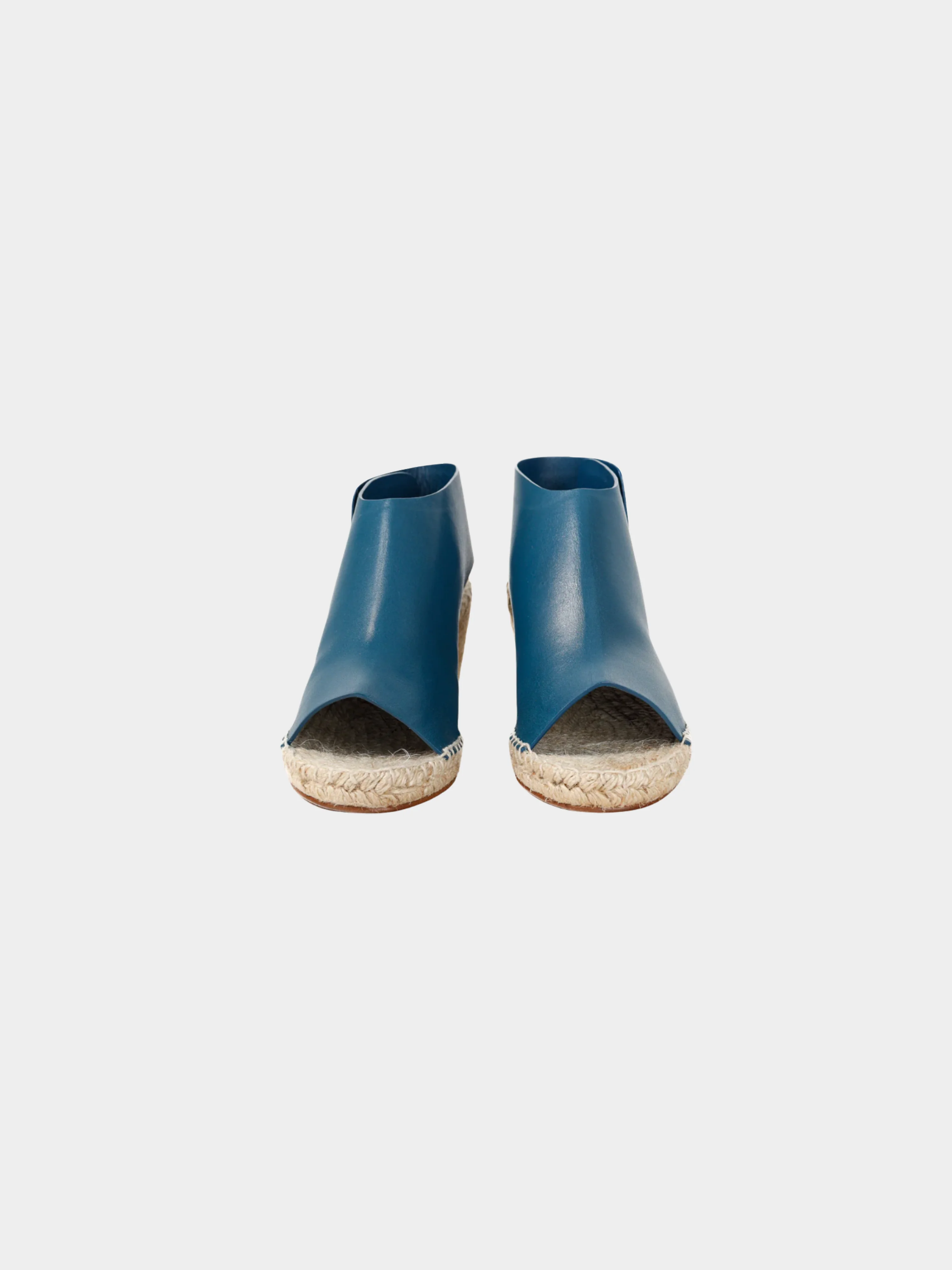 Celine 2010s Blue Leather Wedge Espadrilles - Image 2