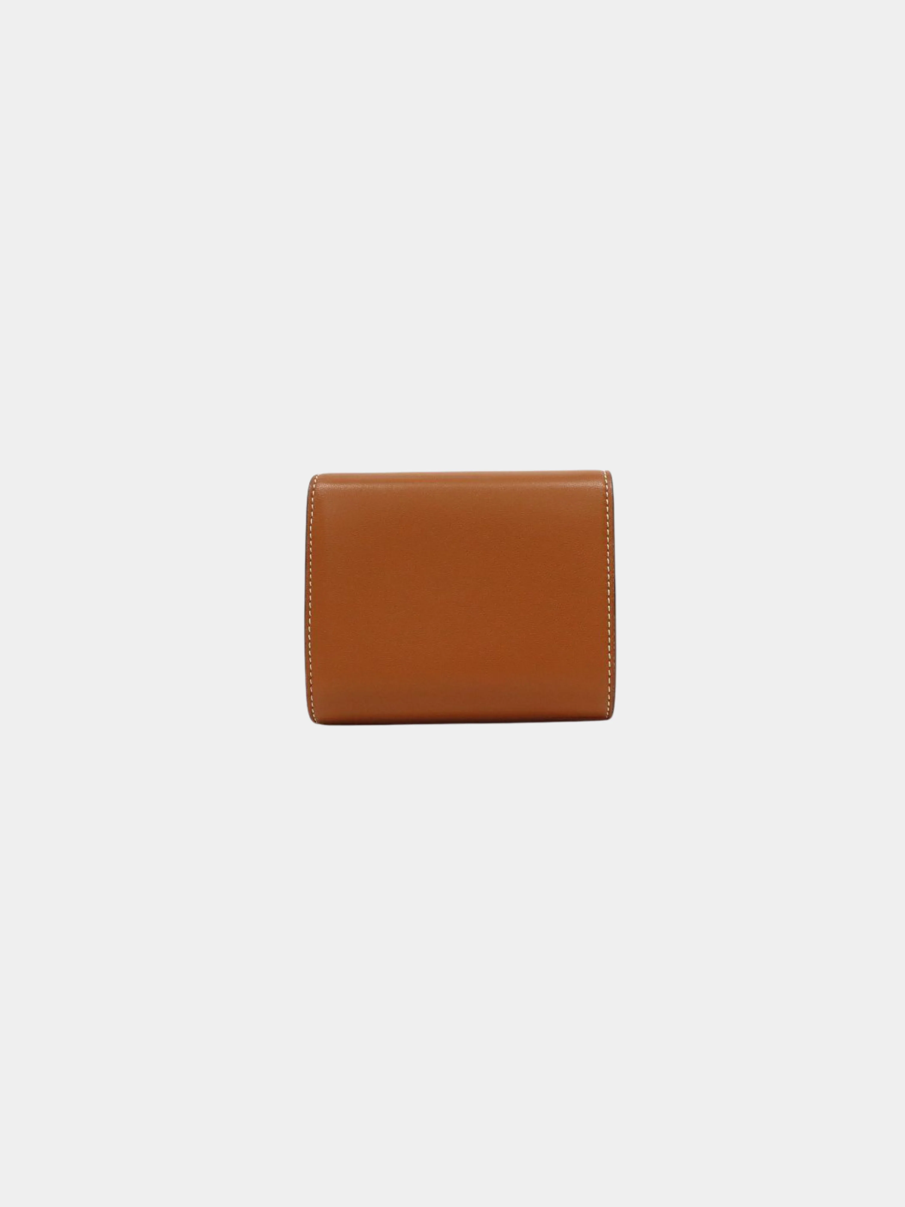 Celine 2010s Brown Leather Small Flap Triomphe Wallet - Image 2