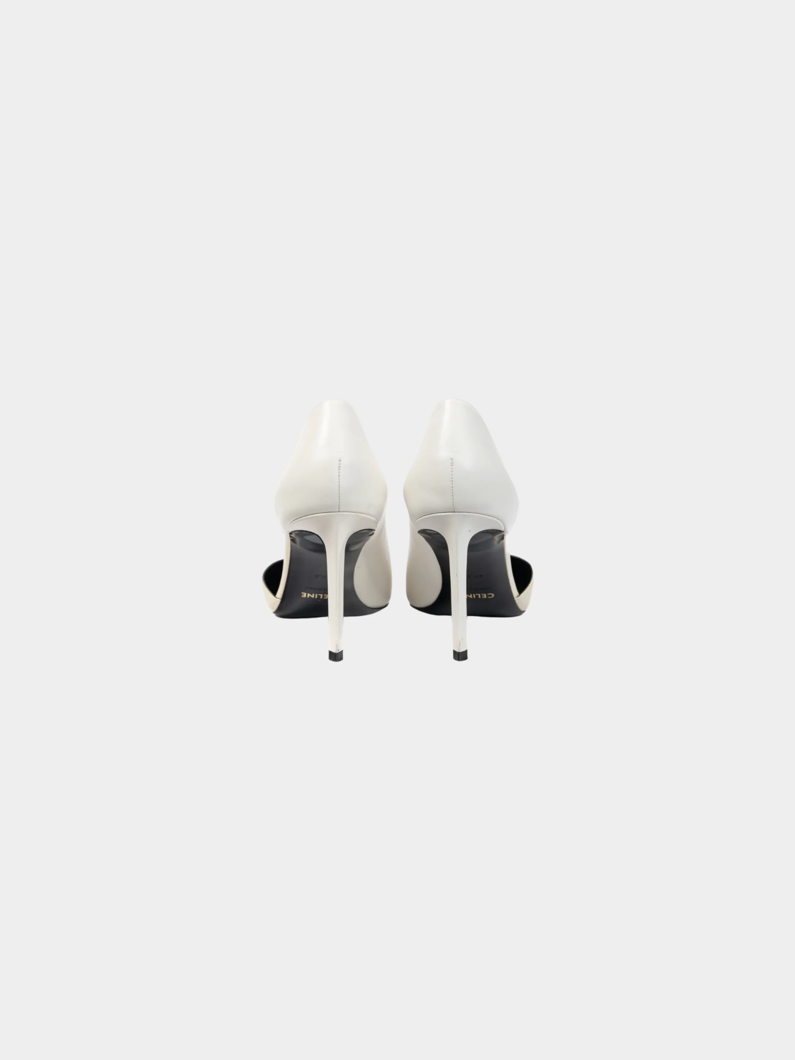 Celine 2010s Ivory and Beige Two-Tone Pointed-Toe D'Orsay Pumps - Image 3