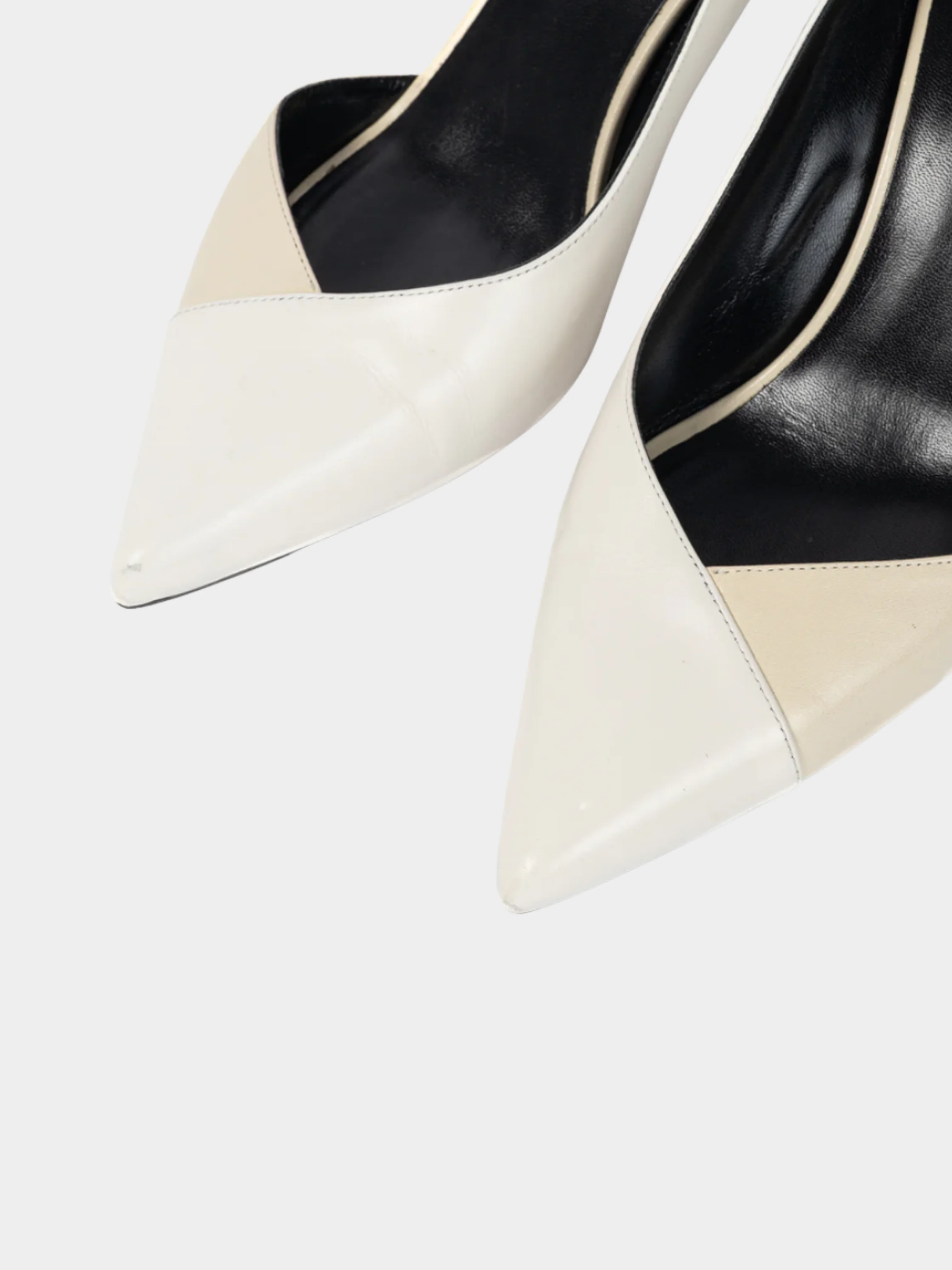 Celine 2010s Ivory and Beige Two-Tone Pointed-Toe D'Orsay Pumps - Image 4