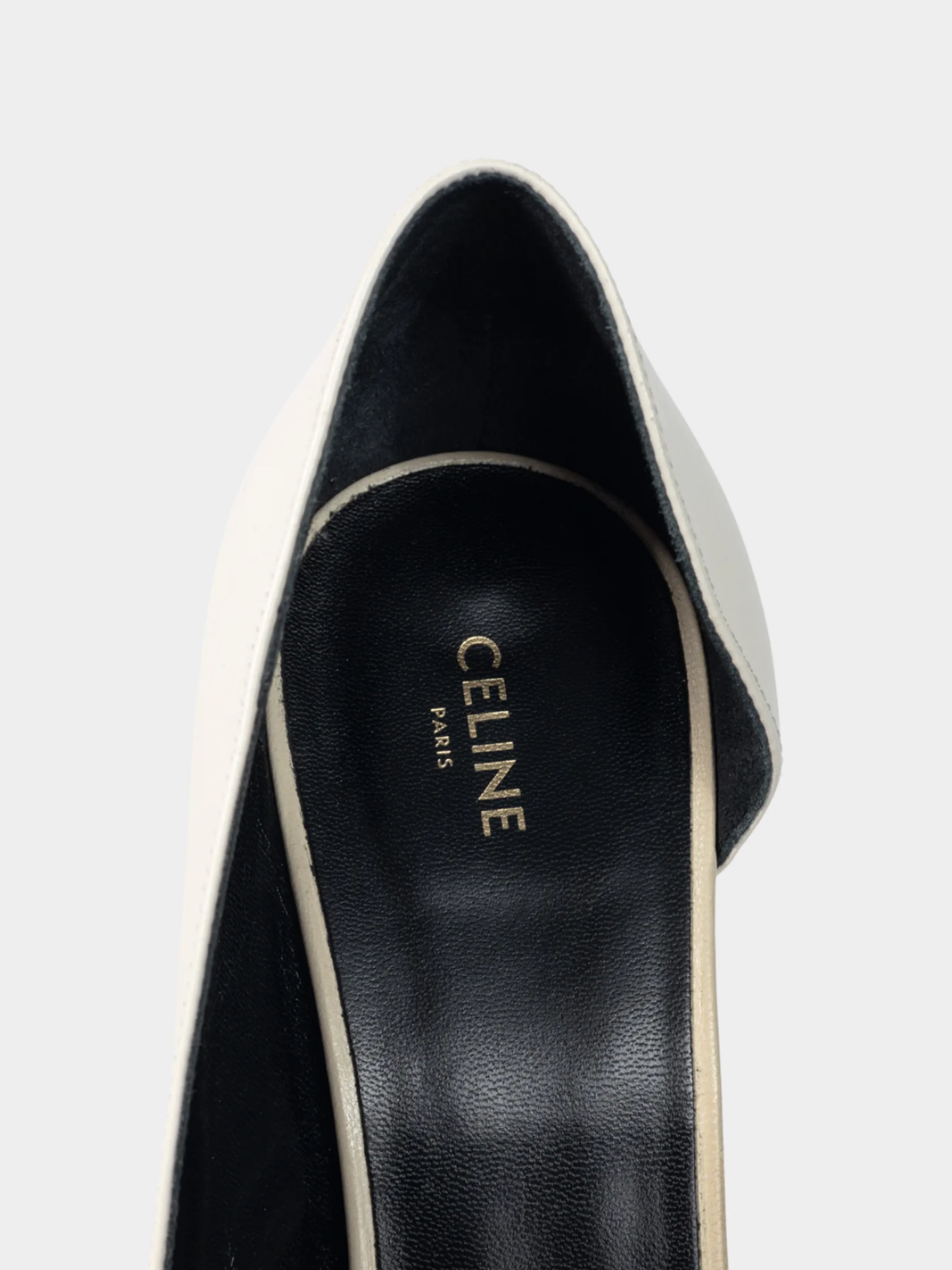 Celine 2010s Ivory and Beige Two-Tone Pointed-Toe D'Orsay Pumps - Image 6