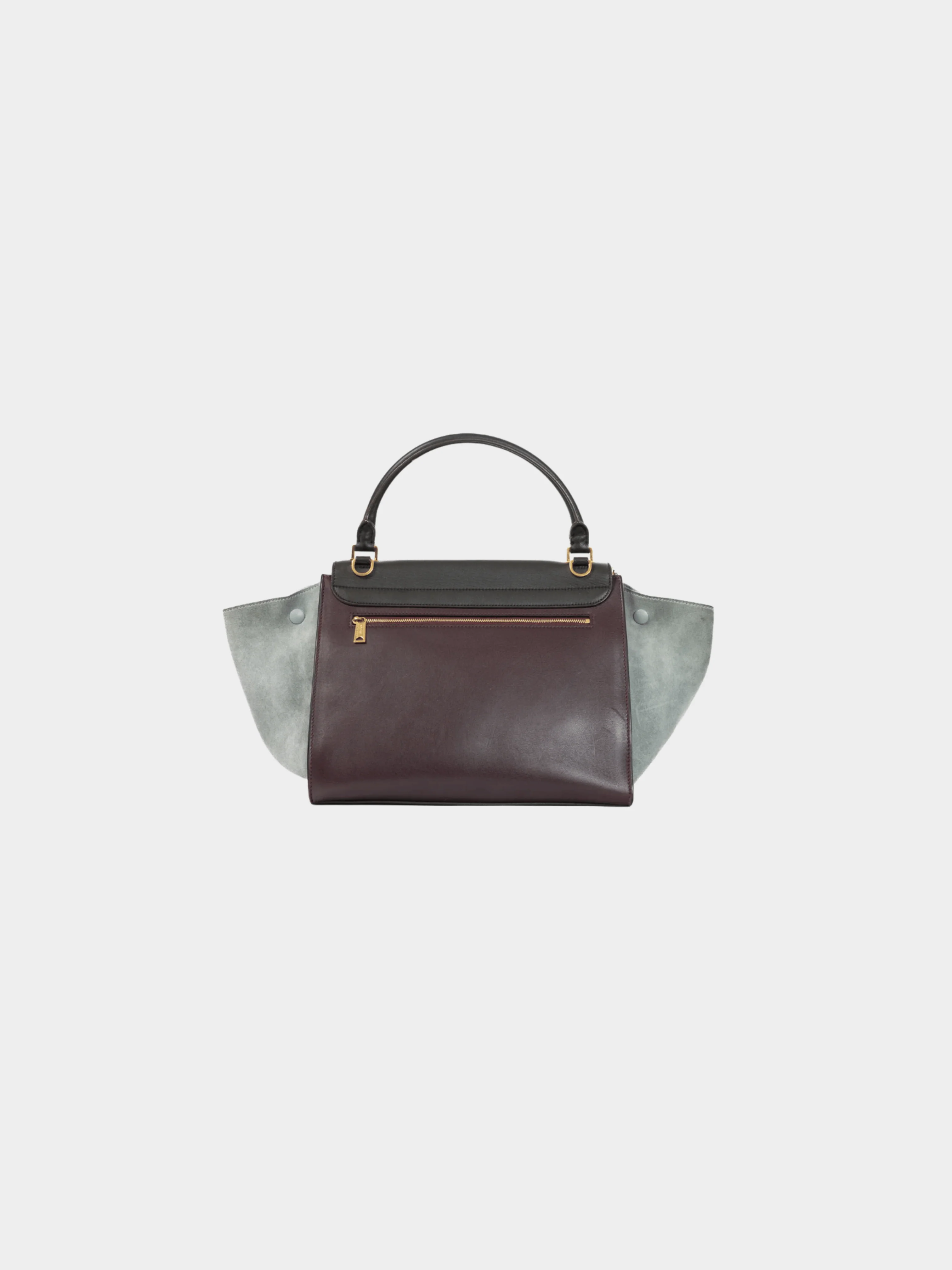 Celine 2010s Trapeze Medium Brown, Burgundy & Grey Leather & Suede Tote - Image 3