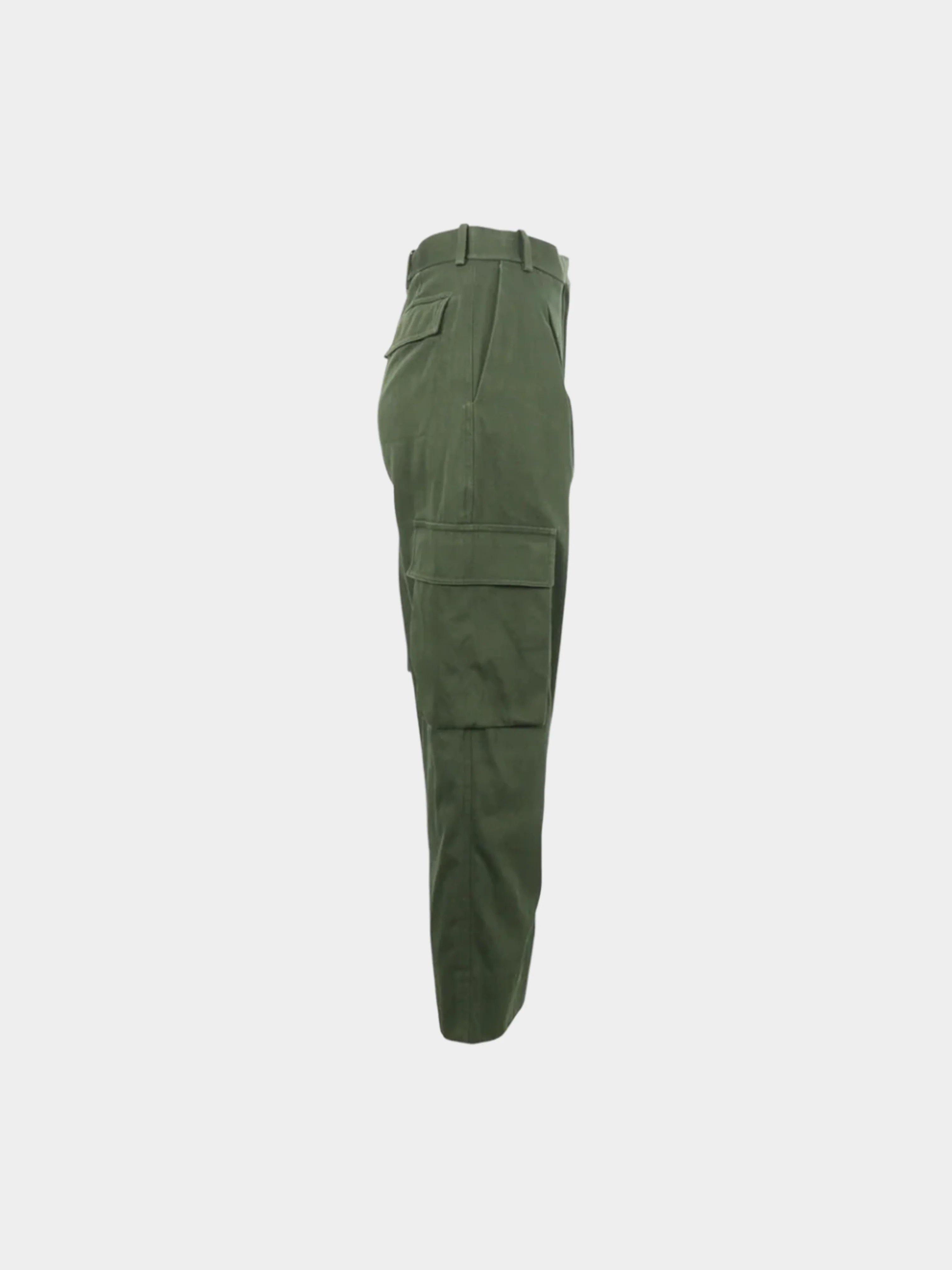 Celine by Phoebe Philo 2000s Green Cotton Cargo Pants - Image 3