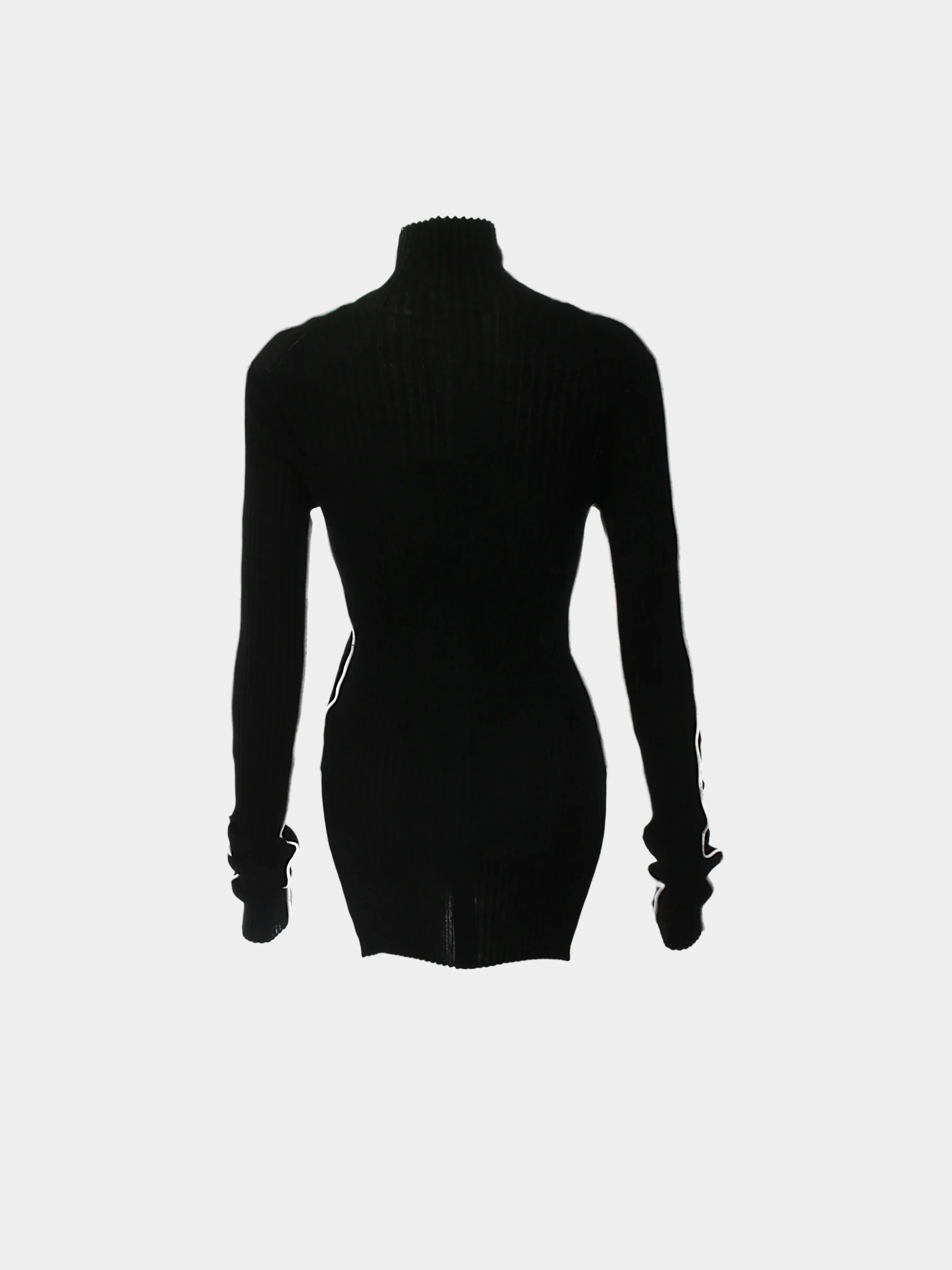 Celine by Phoebe Philo 2010s Black Ribbed Knit Turtleneck Bodycon Dress - Image 3