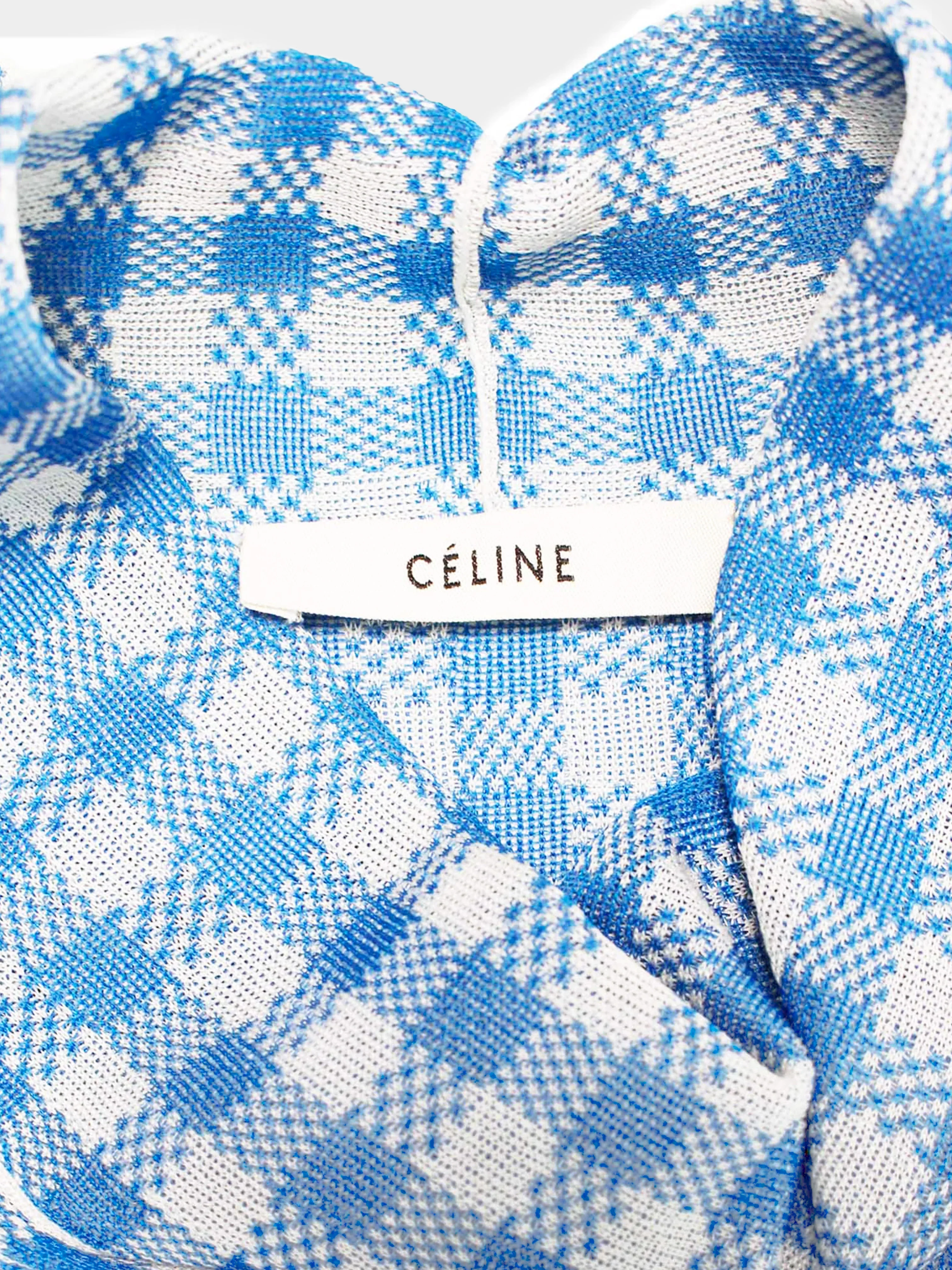 Celine by Phoebe Philo 2015 Rare Blue and White Plaid Sleeveless Dress - Image 3