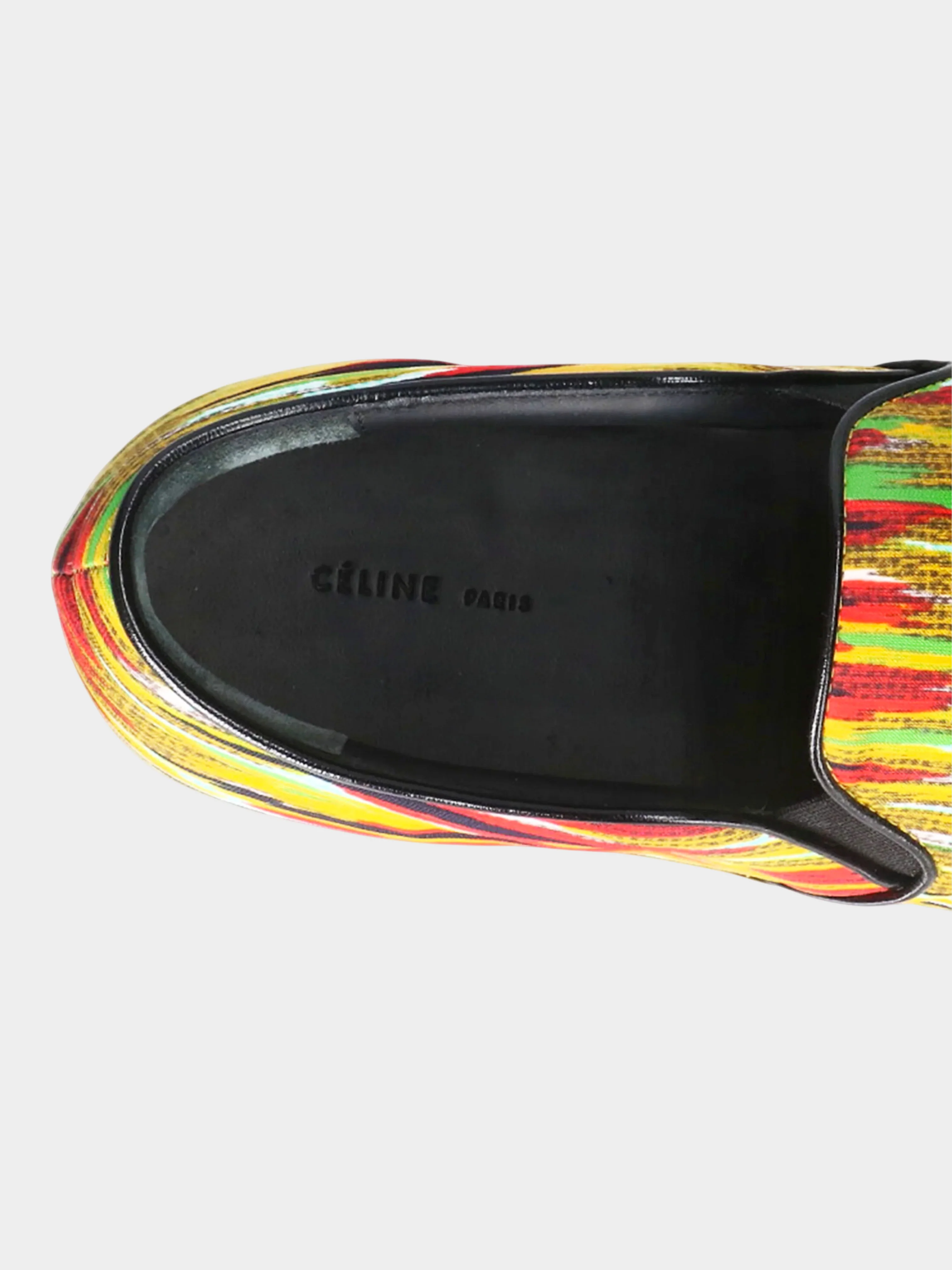 Céline by Phoebe Philo Early 2010s Multicolor Stripe Print Slip-Ons - Image 4