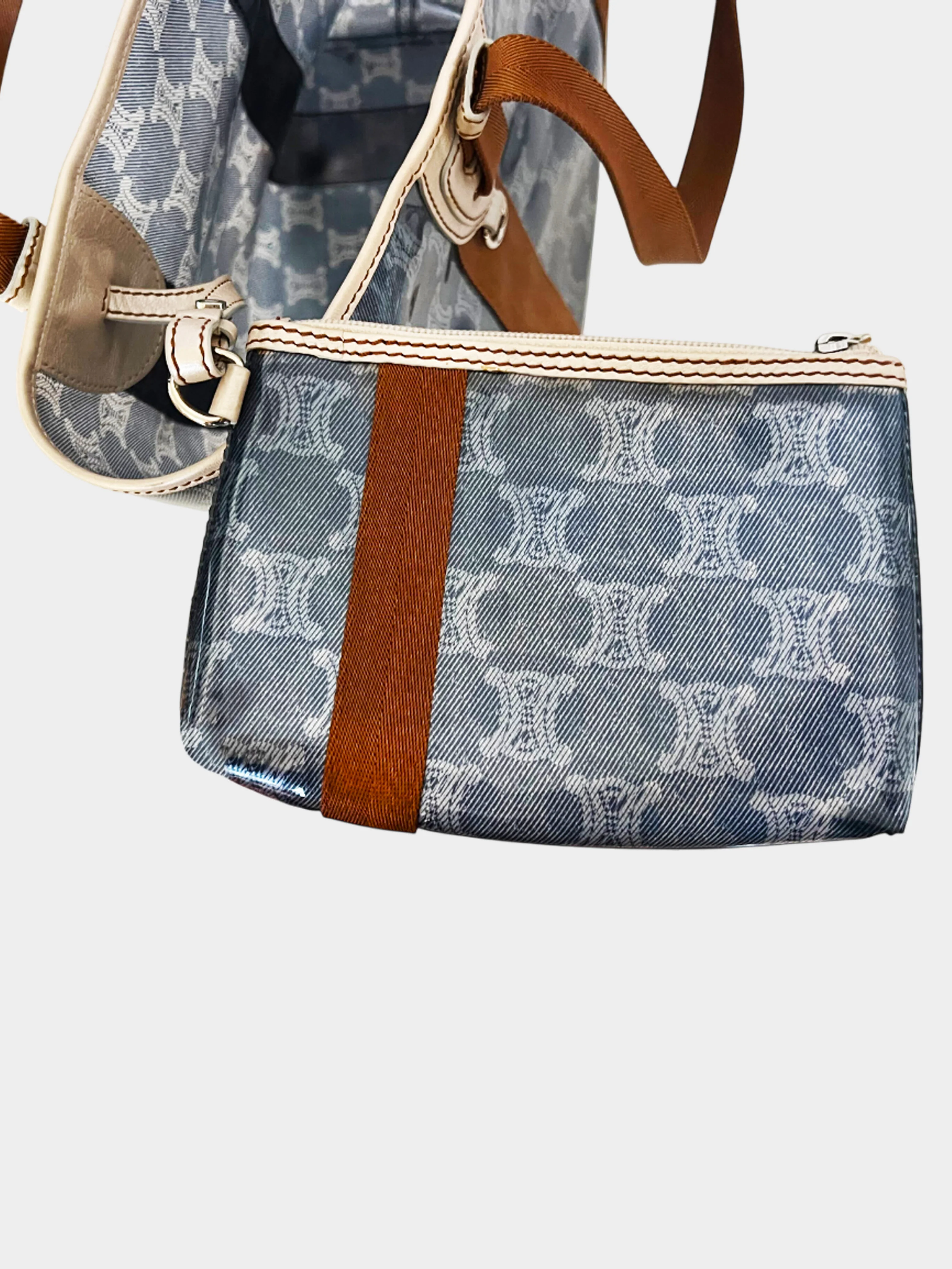 Celine 2000s Blue Macadam Transparent Vinyl Tote Bag - Image 2