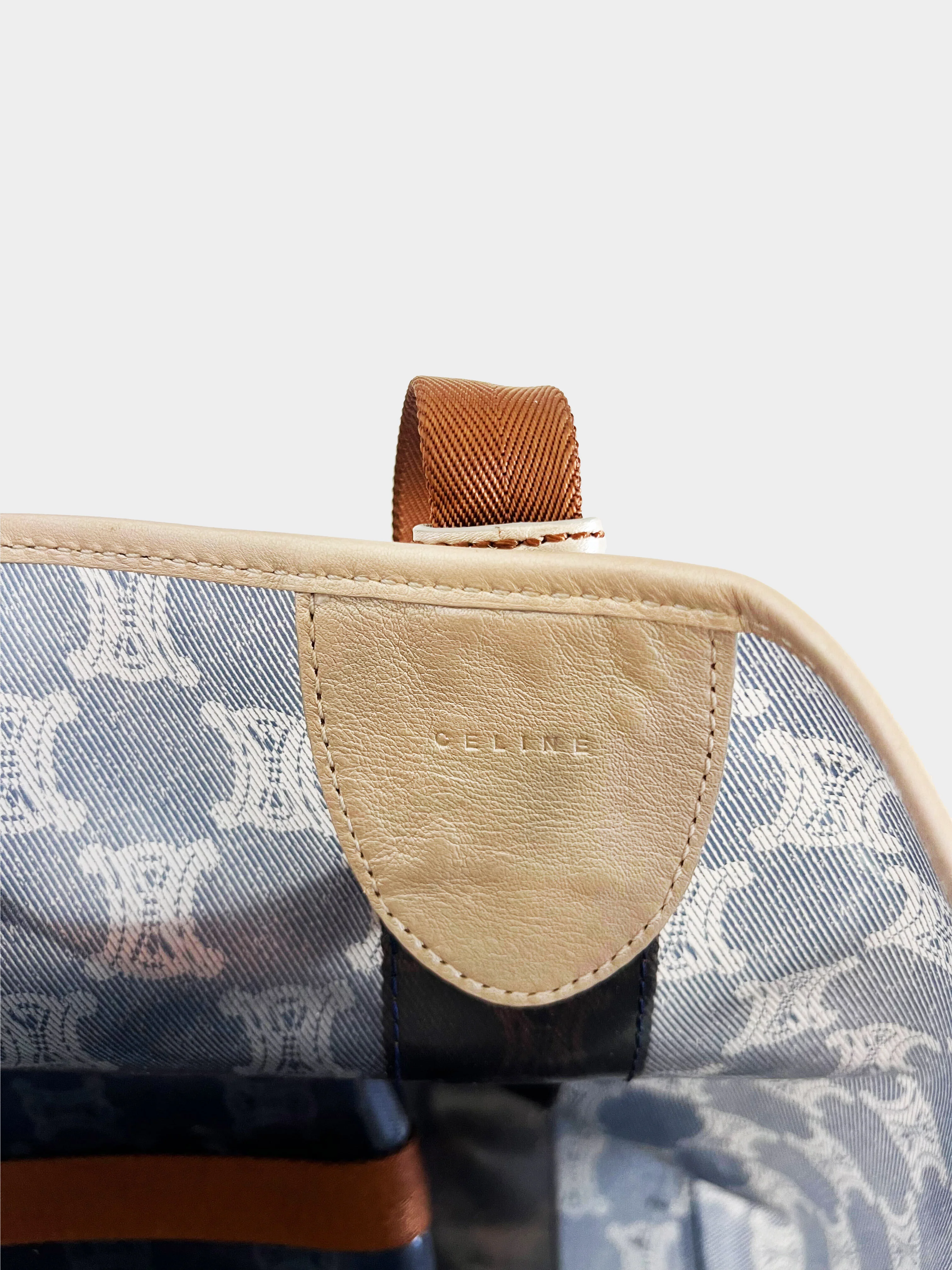 Celine 2000s Blue Macadam Transparent Vinyl Tote Bag - Image 3