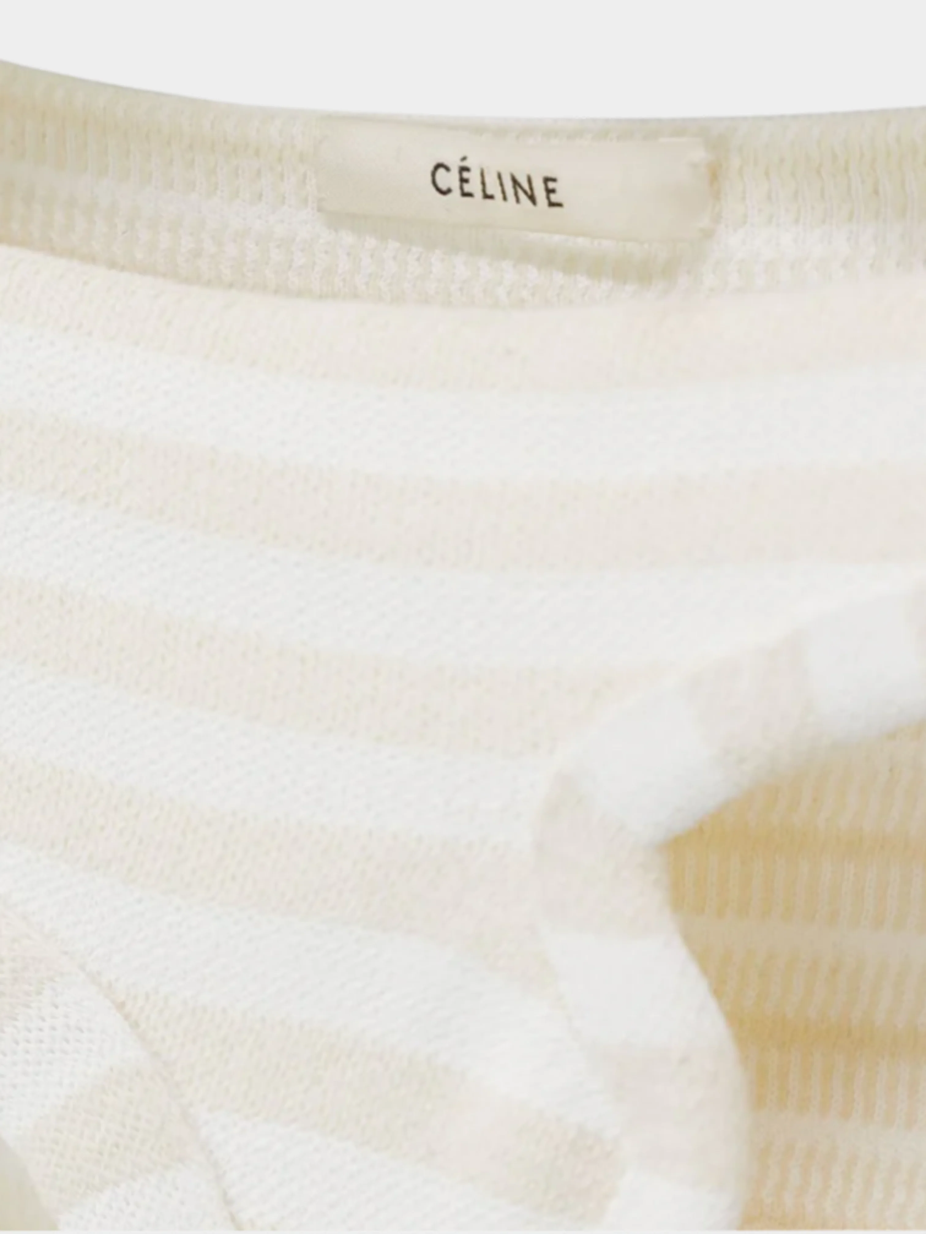 Celine Resort 2017 Beige & White Breton Striped Cutout Sweater - Image 4