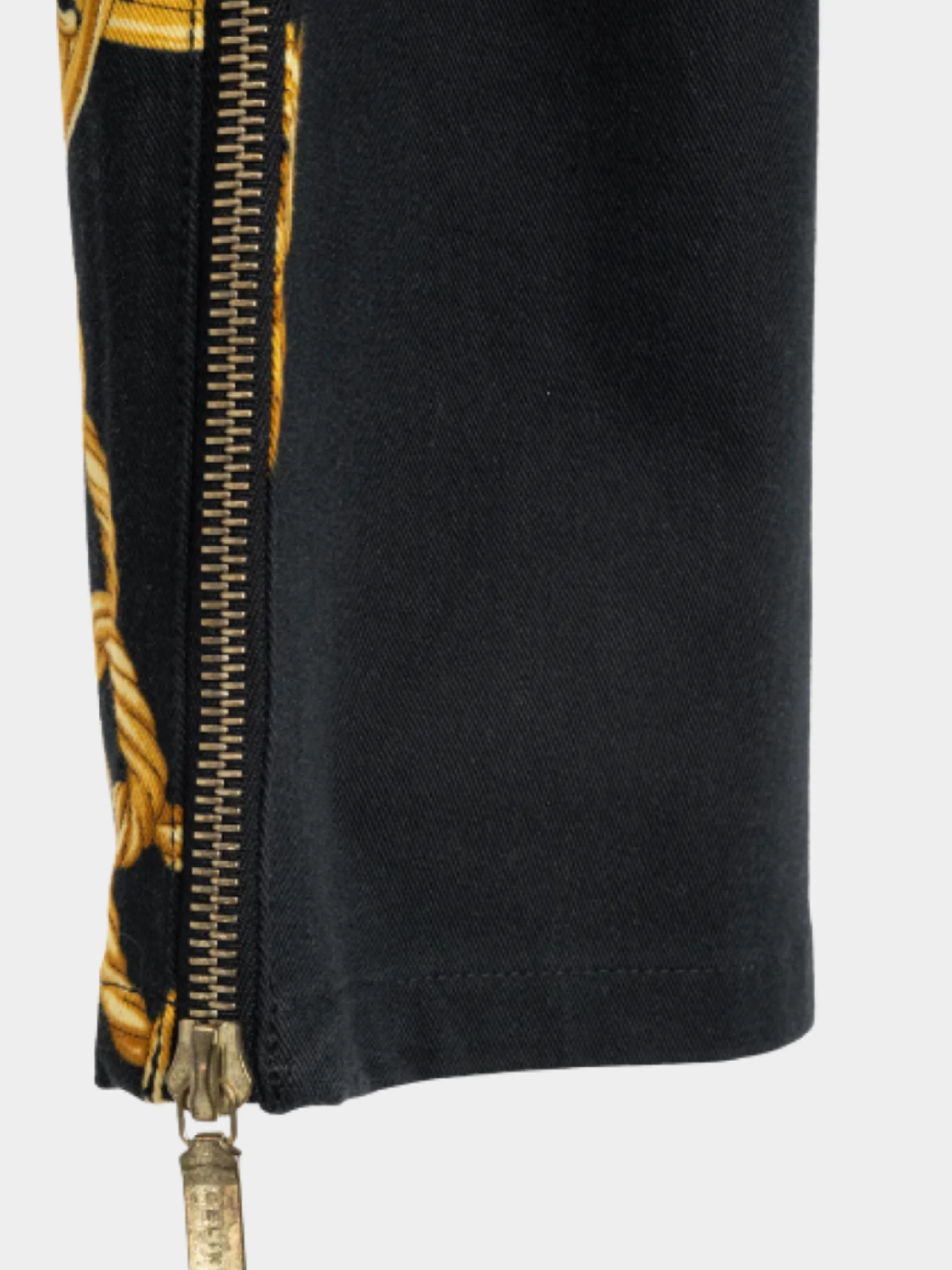 Celine SS 2004 Black Chain-Motif Cotton Twill Skinny Pants - Image 3