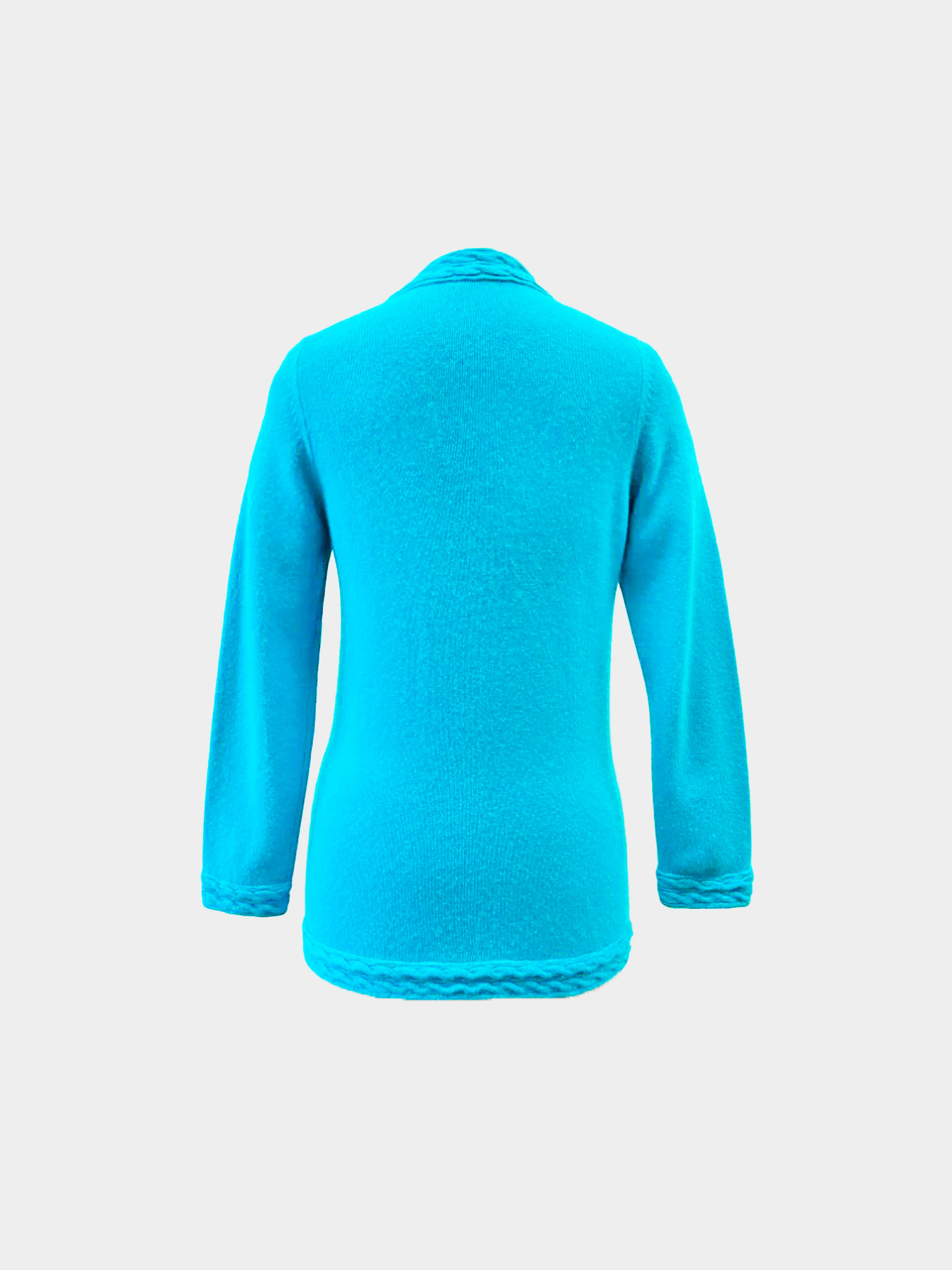 Chanel 1980s Blue Cashmere Knit Cardigan - Image 2