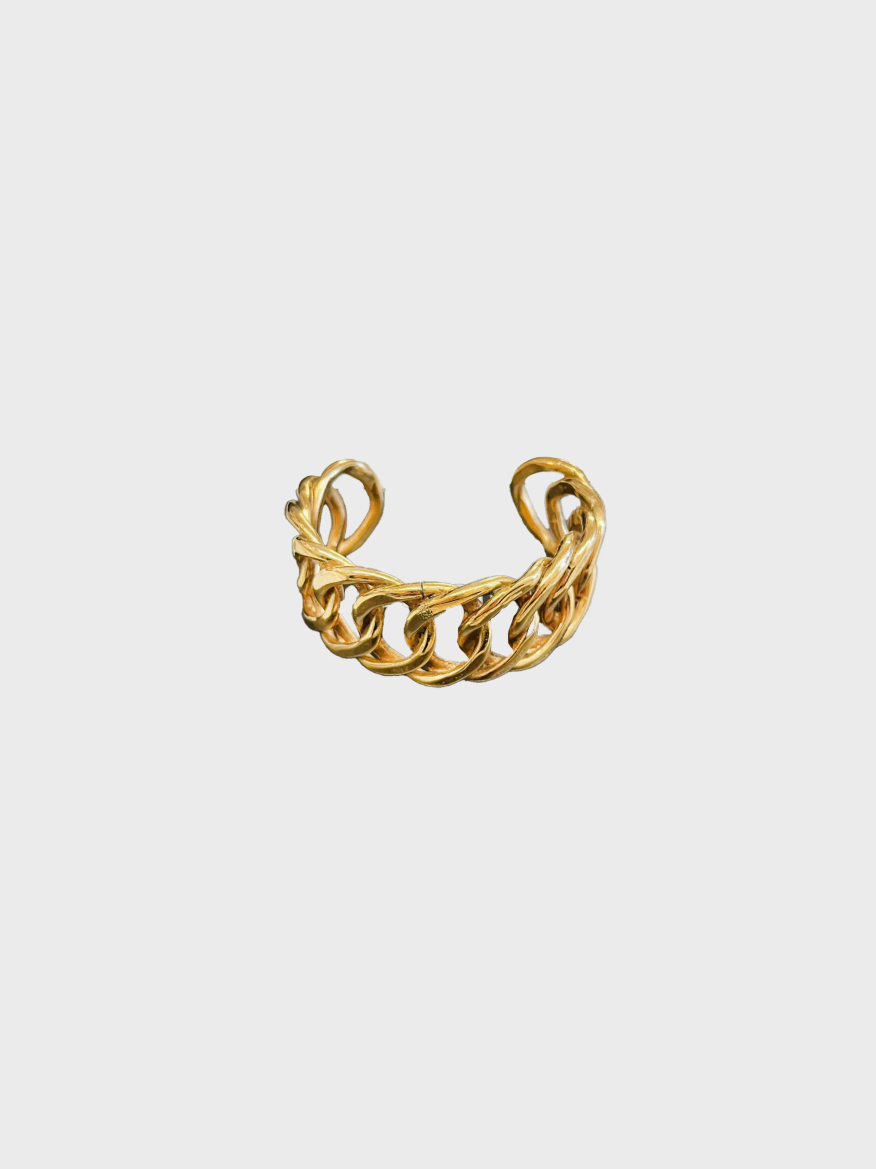 Chanel 1980s Gold Plated Metal Link Cuff Bracelet