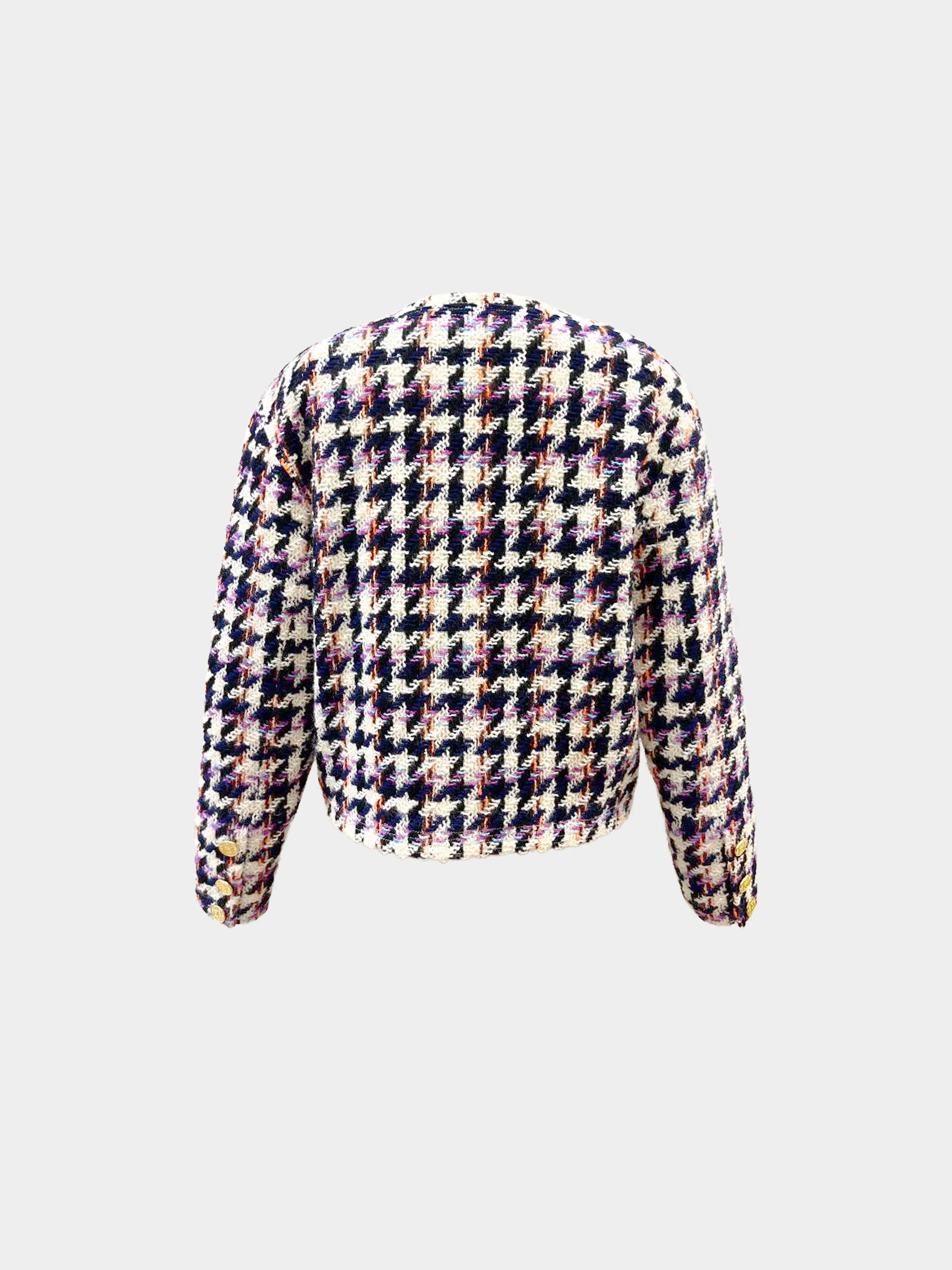 Chanel 1980s Multicolor Wool Houndstooth Jacket - Image 2