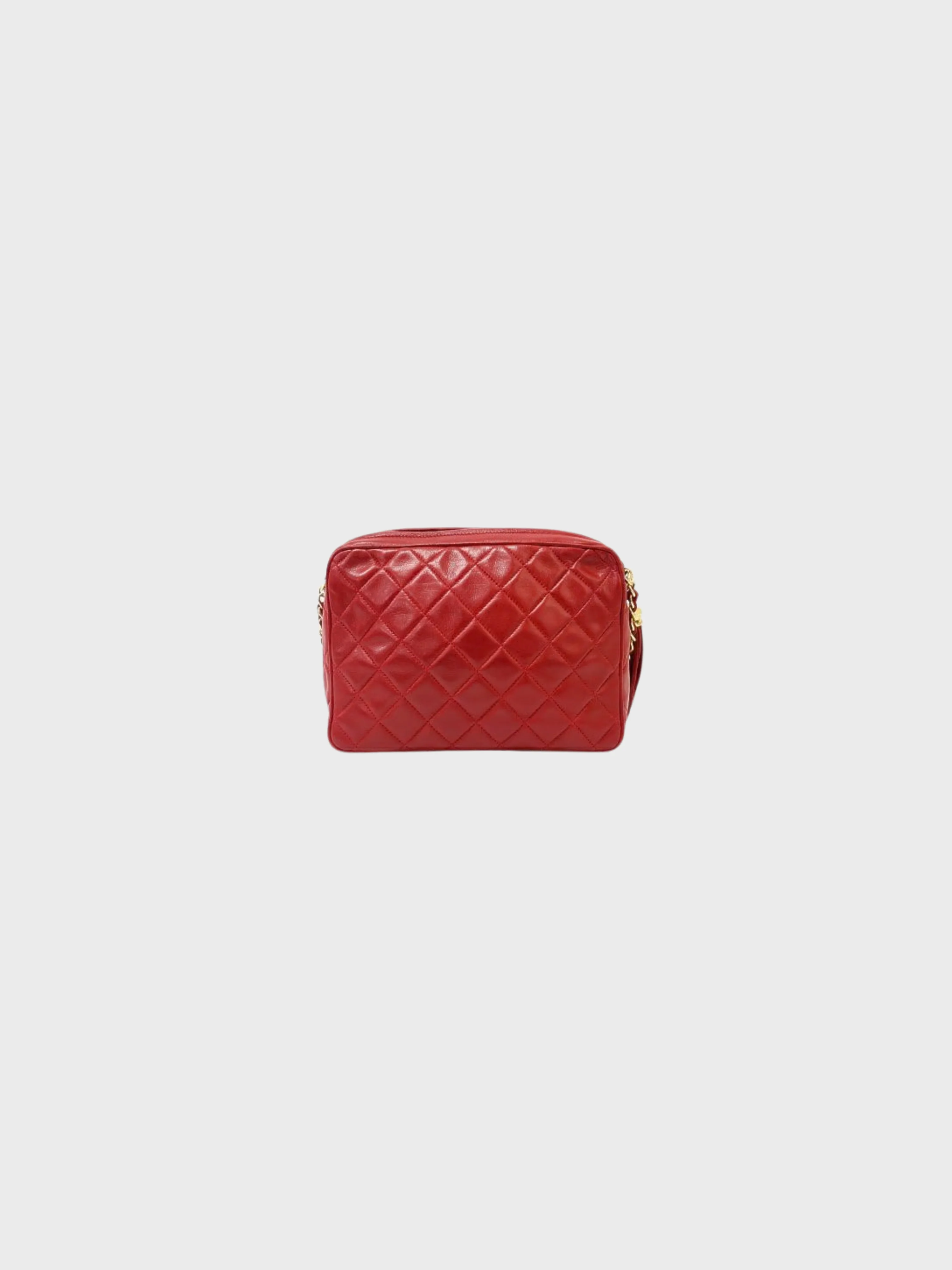 Chanel 1980s Red Lambskin Matelassé Tassel Chain Shoulder Bag - Image 2