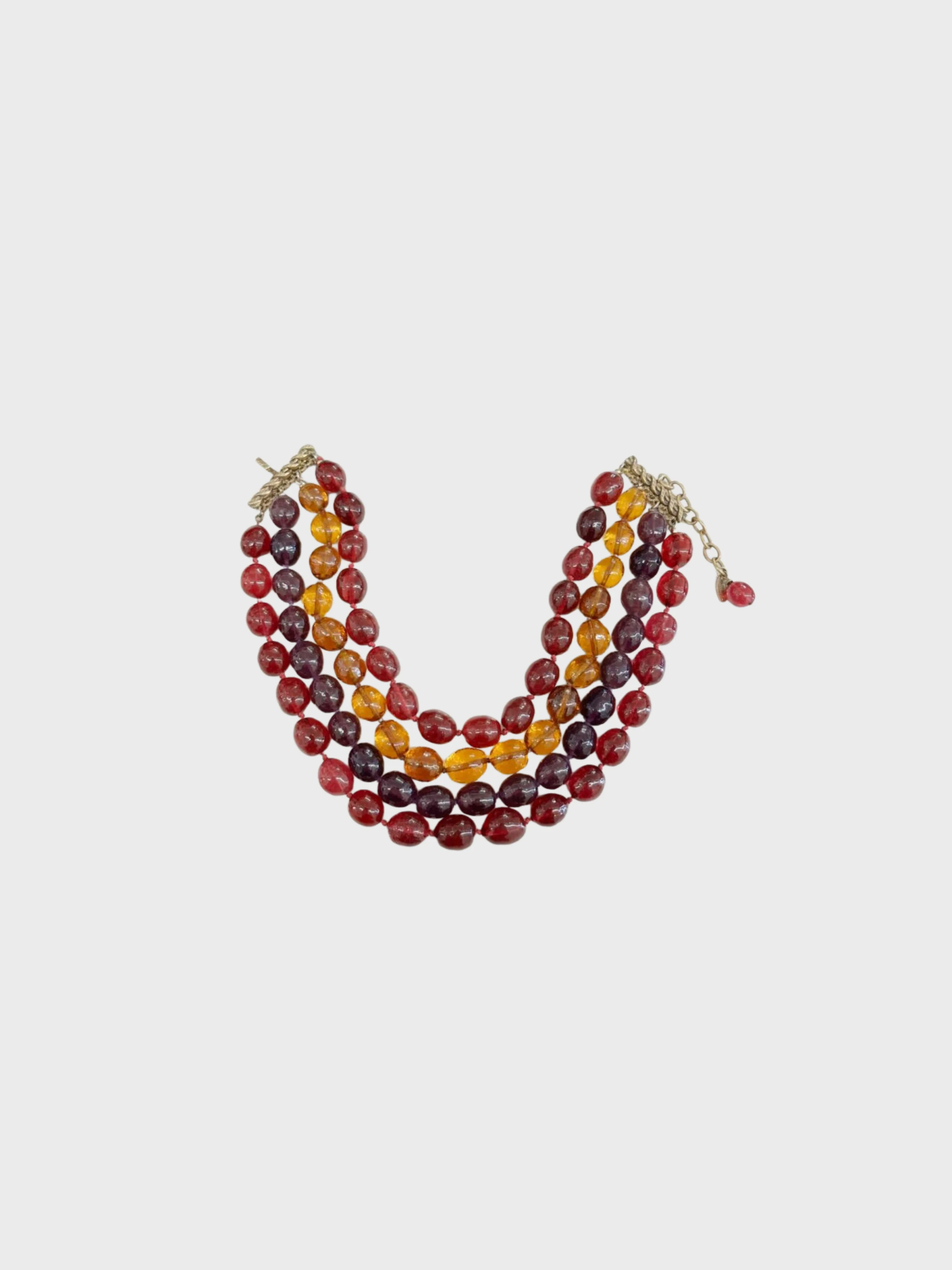Chanel 1983 Multicolor Gripoix Glass 4 Strand Choker Necklace - Image 3