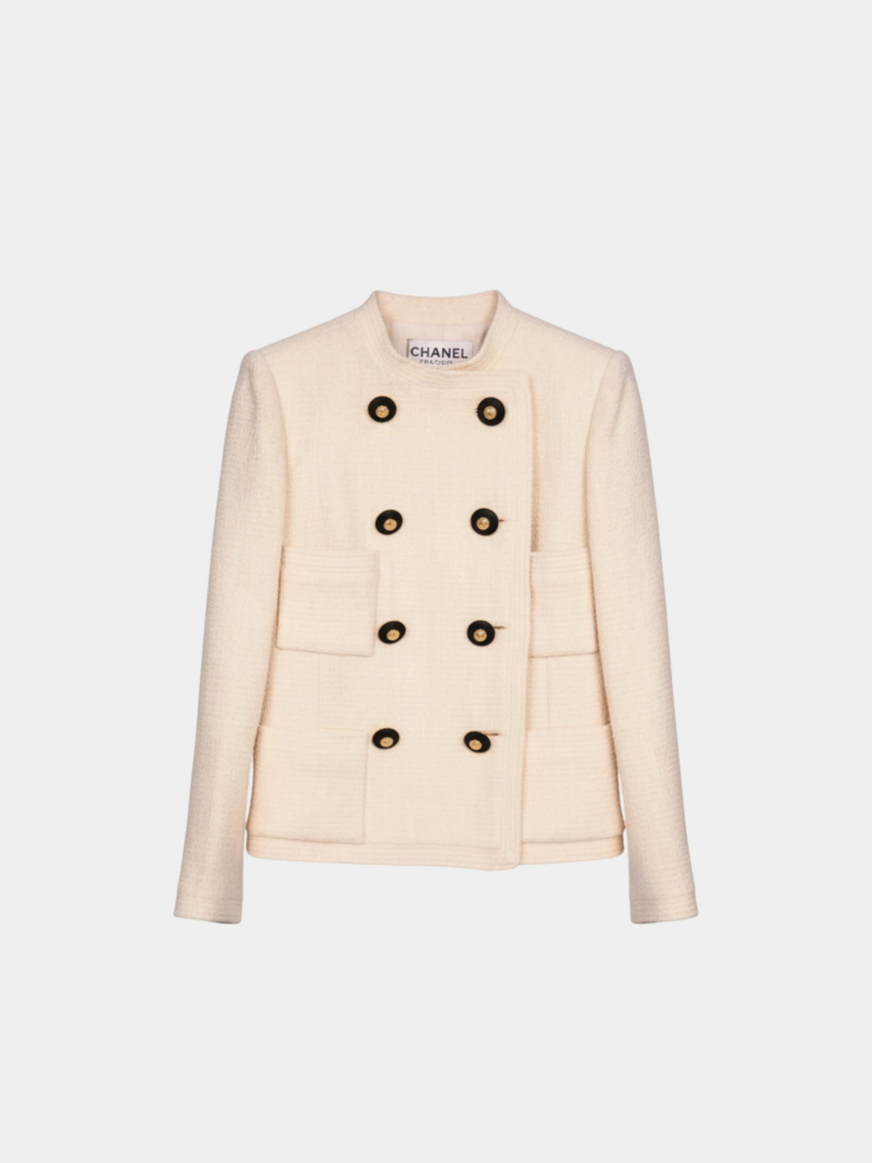 Chanel  1988 Ivory Black & Gold Double-Breasted Jacket and Skirt Set - Image 3