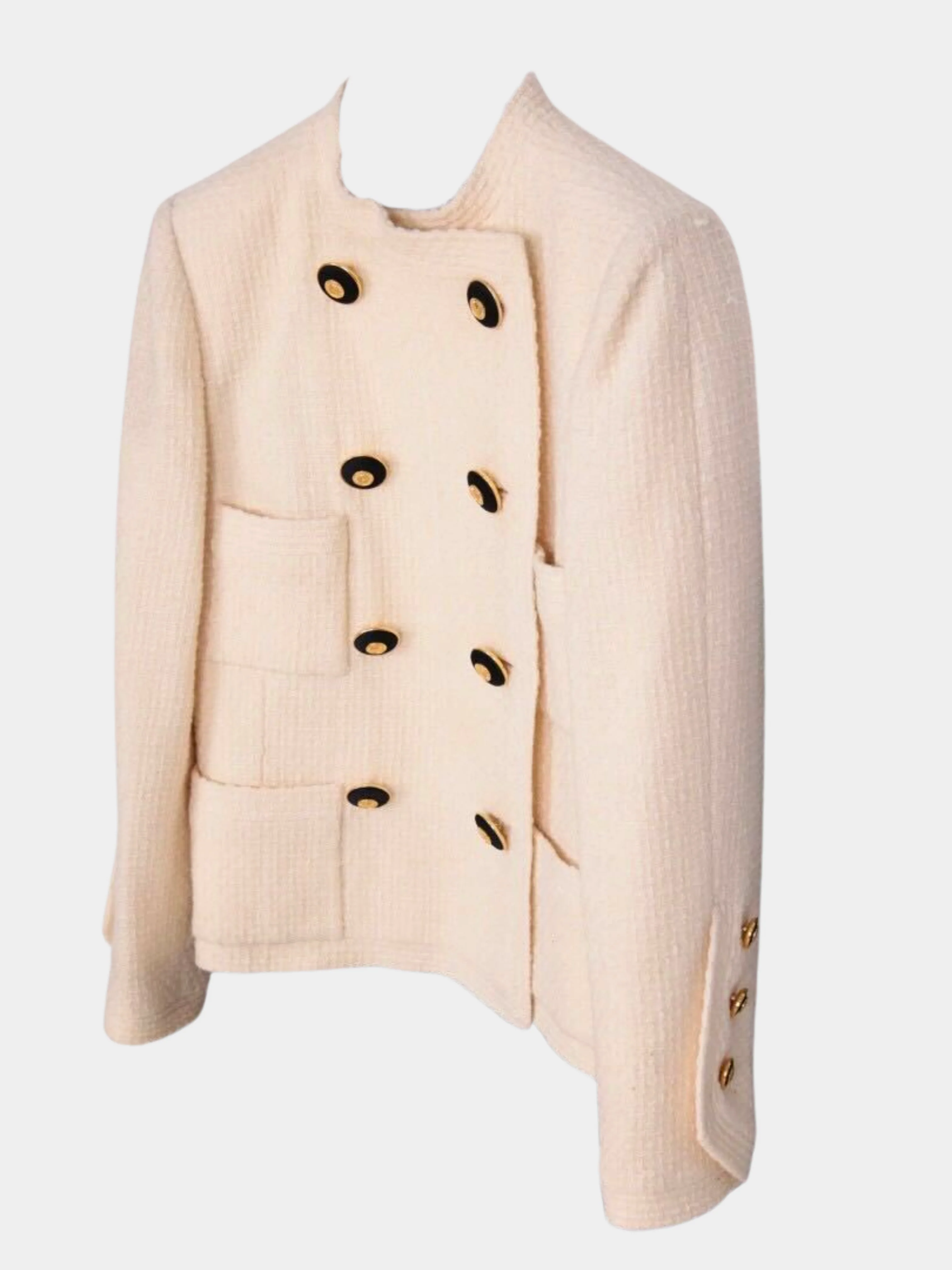 Chanel  1988 Ivory Black & Gold Double-Breasted Jacket and Skirt Set - Image 5