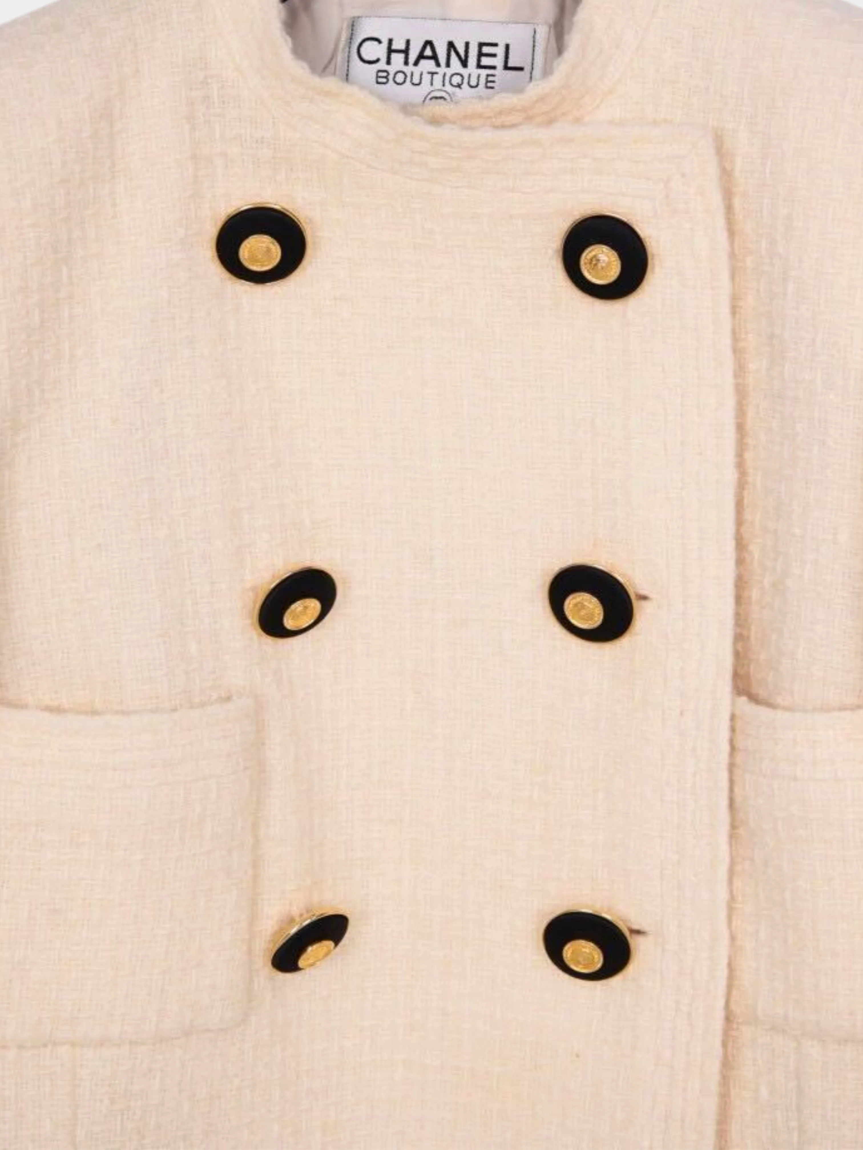 Chanel  1988 Ivory Black & Gold Double-Breasted Jacket and Skirt Set - Image 6