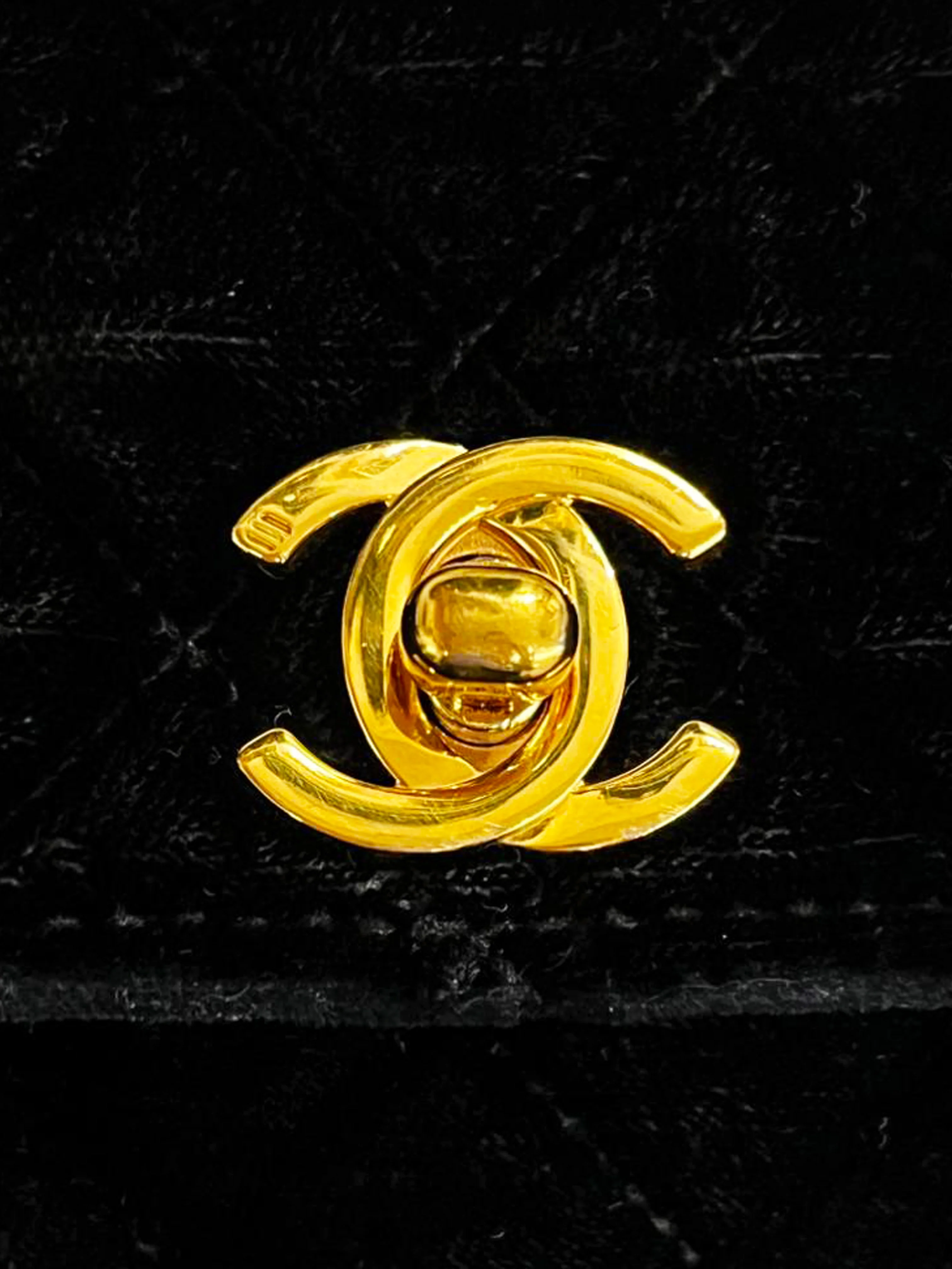 Chanel 1990 Black Velvet Mini Flap Bag - Image 4