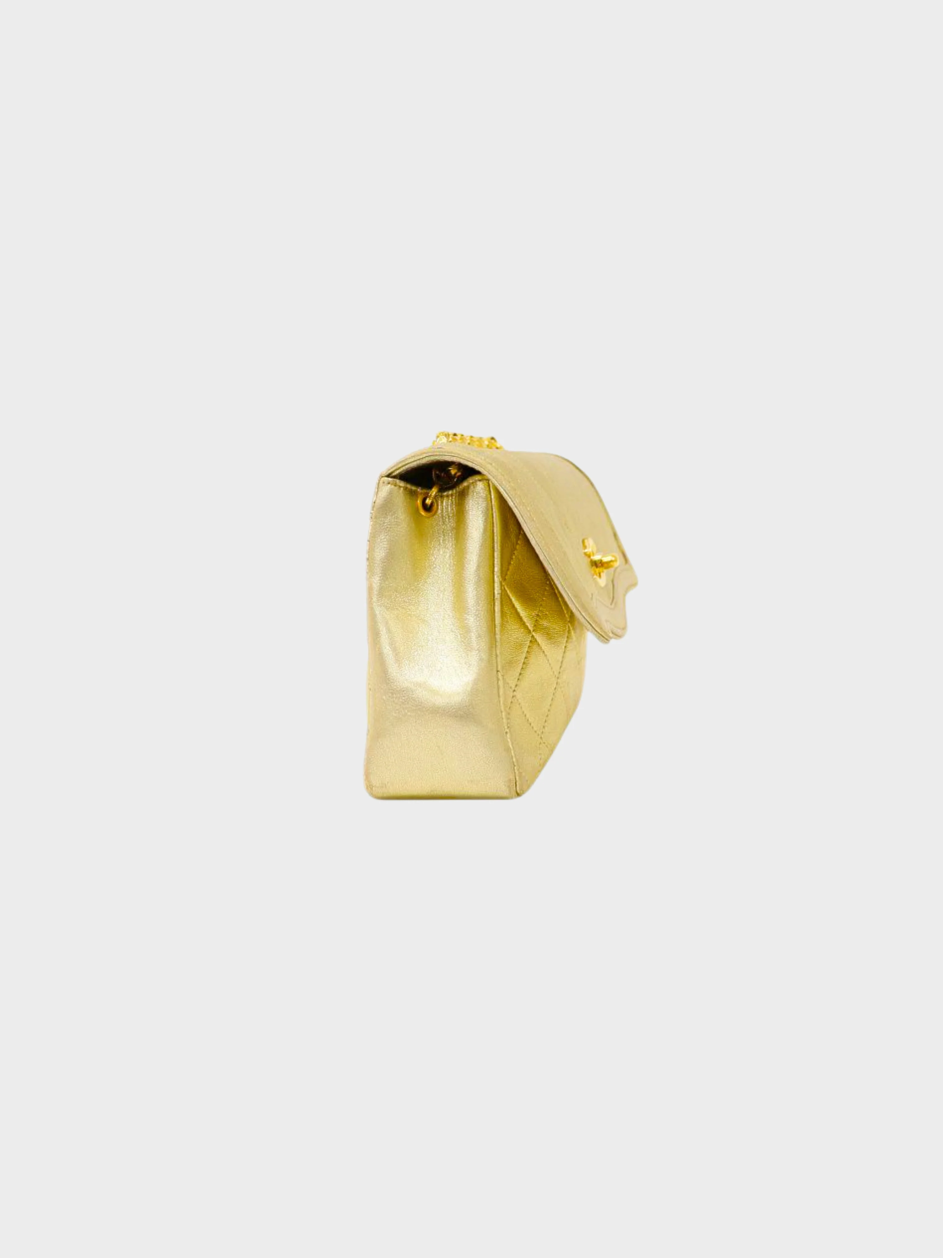 Chanel 1990 Gold Mini Matelasse Shoulder Bag - Image 3
