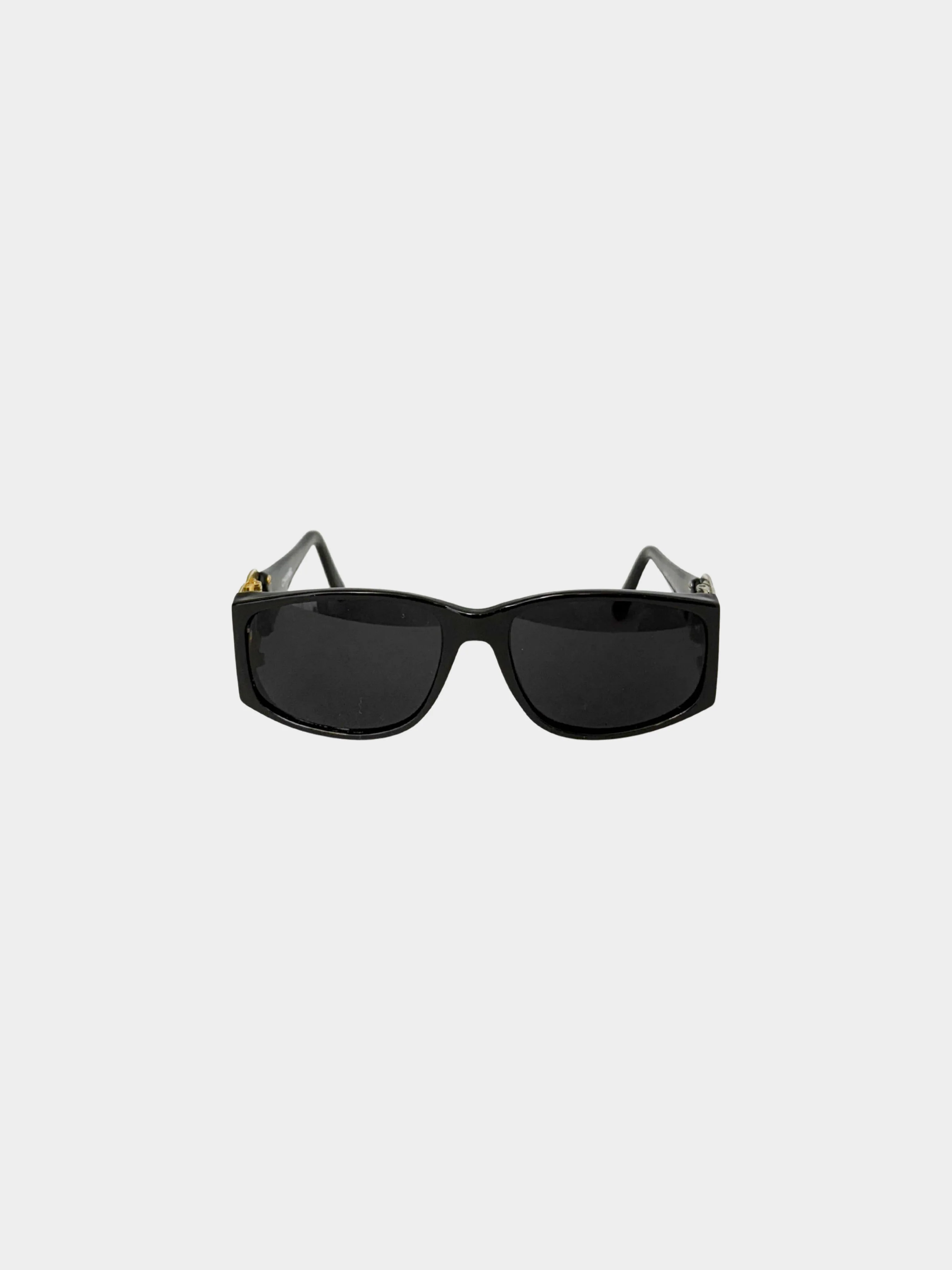 Chanel 1990s Black and Gold CC Sunglasses - Image 2