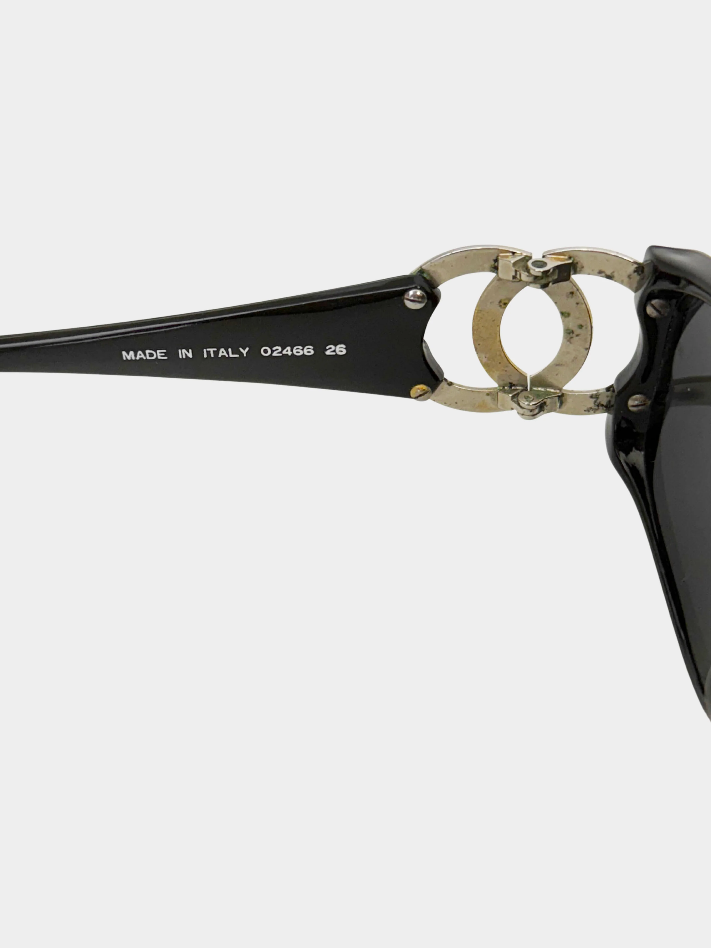 Chanel 1990s Black and Gold CC Sunglasses - Image 5