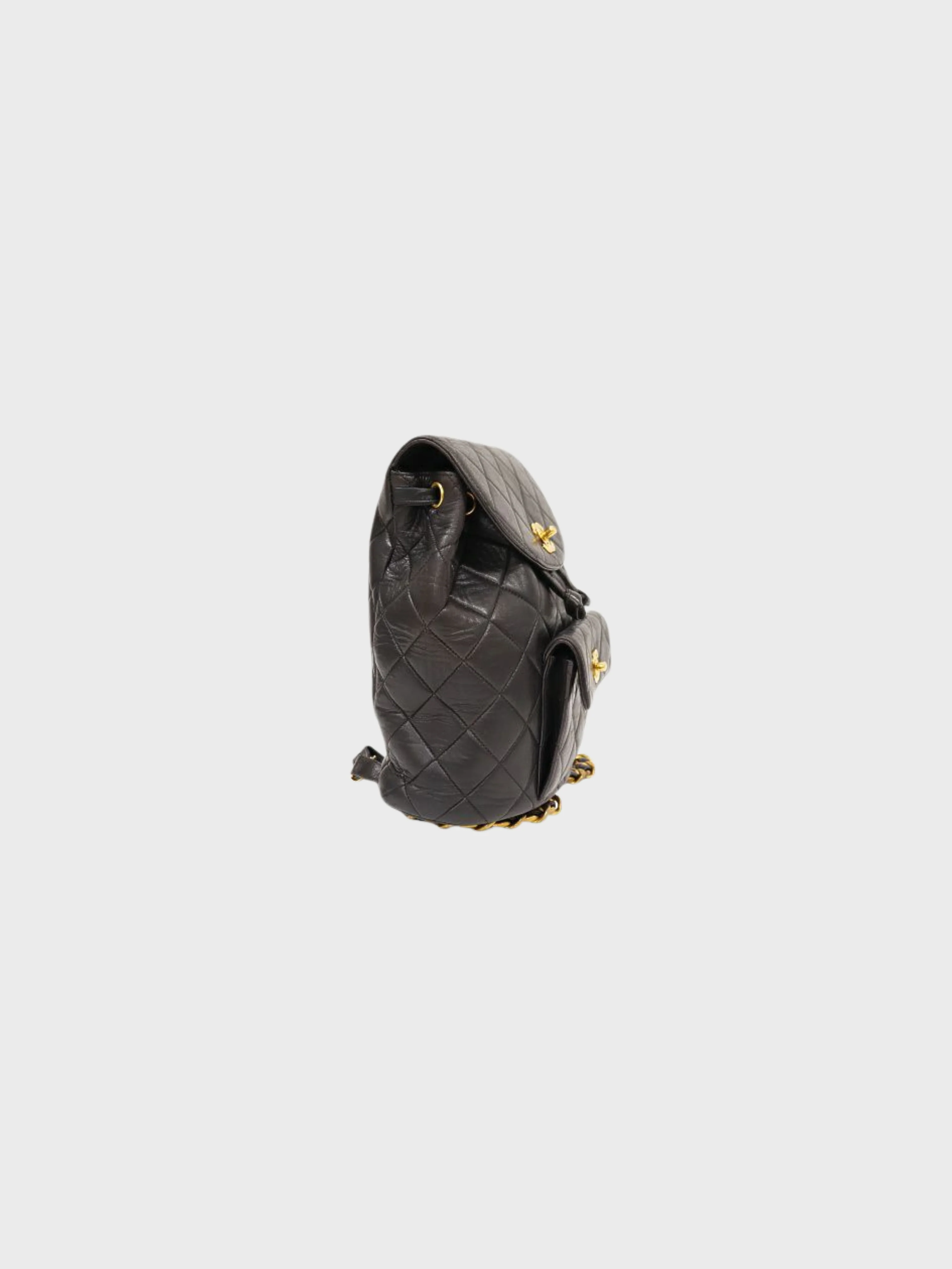 Chanel 1995–1996 Black Lambskin Matelassé Turn Lock Chain Backpack - Image 3