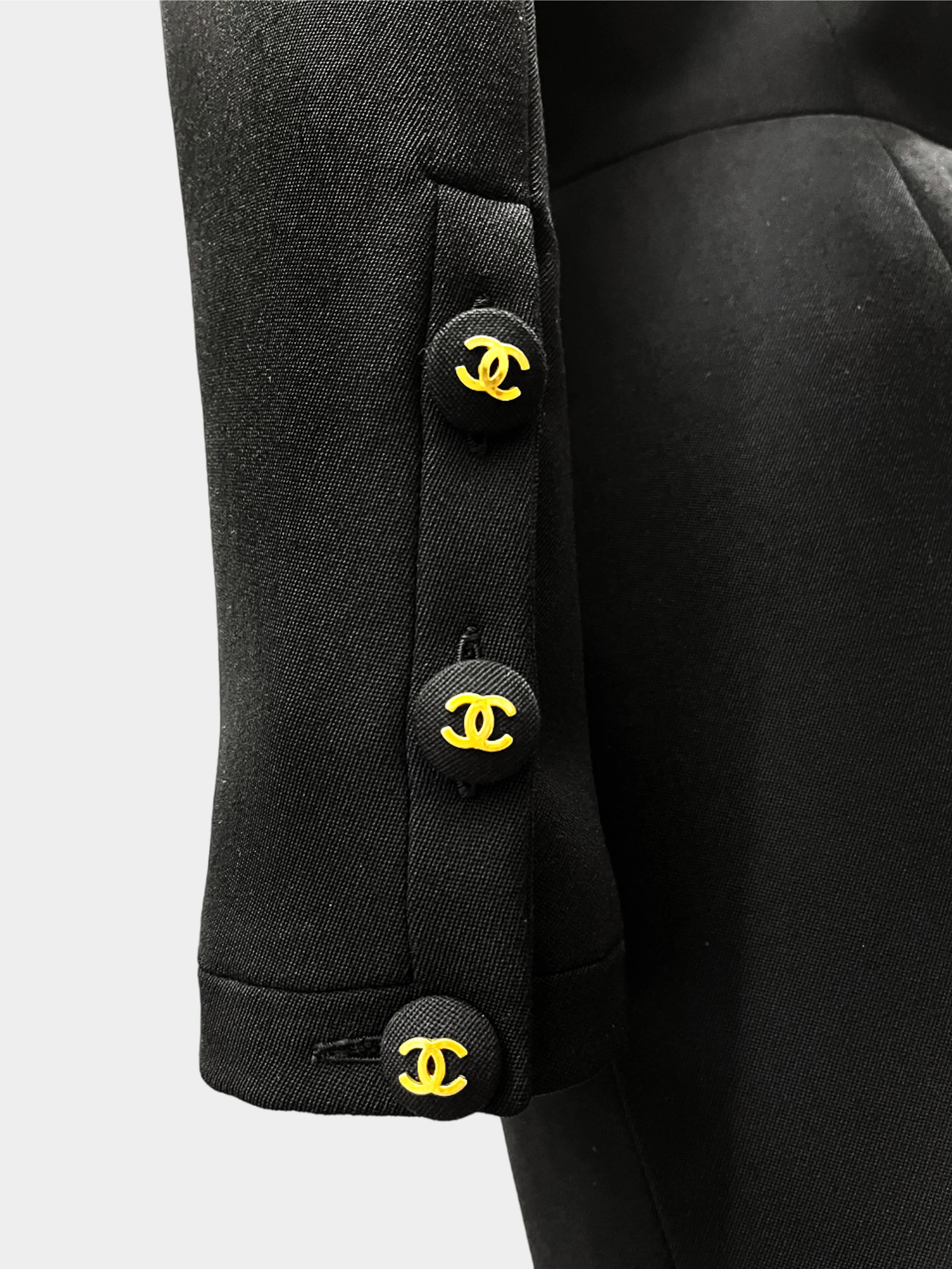 Chanel 1990s Black Wool Coat Dress with Belt - Image 3
