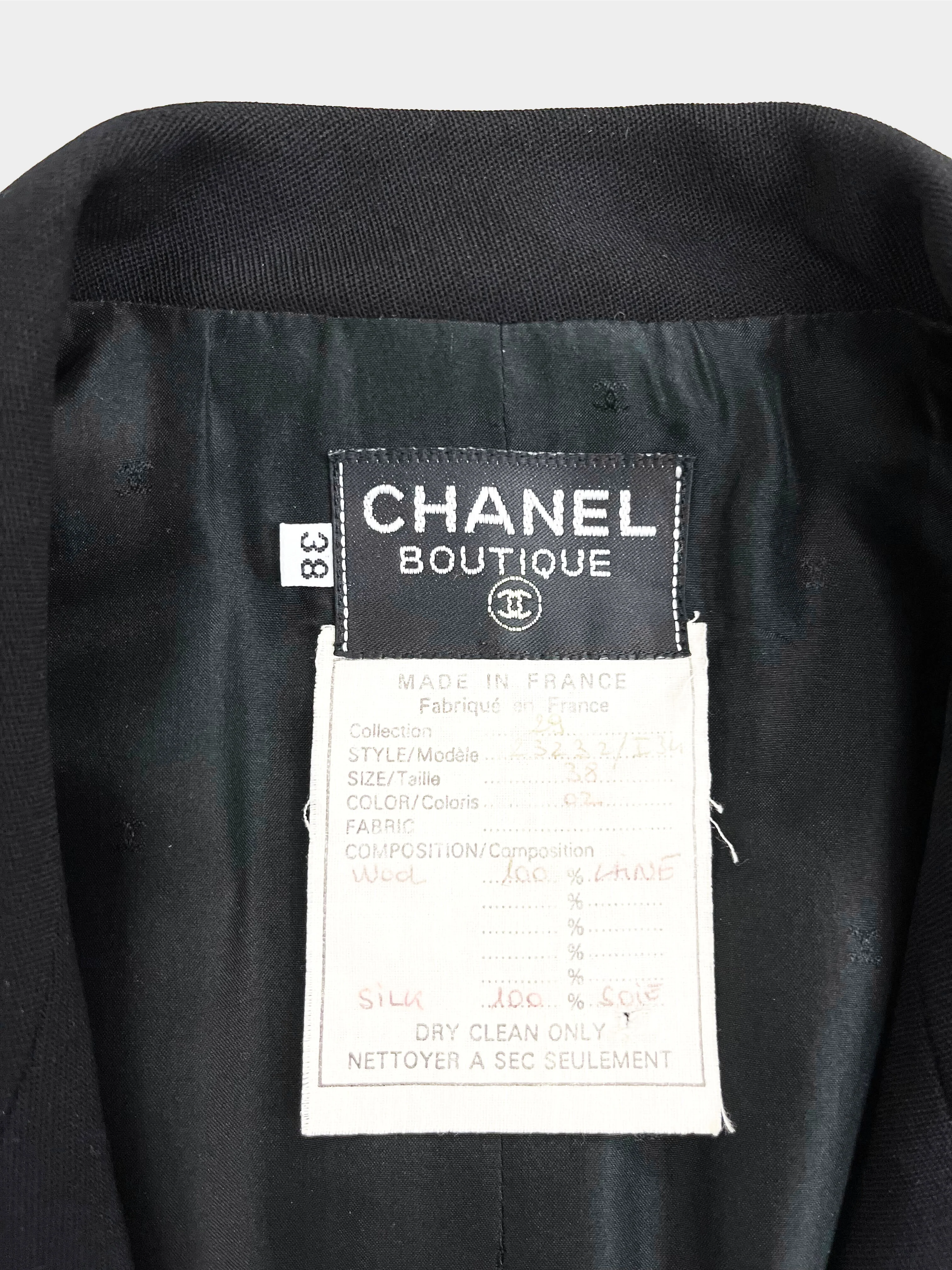 Chanel 1990s Black Wool Coat Dress with Belt - Image 5