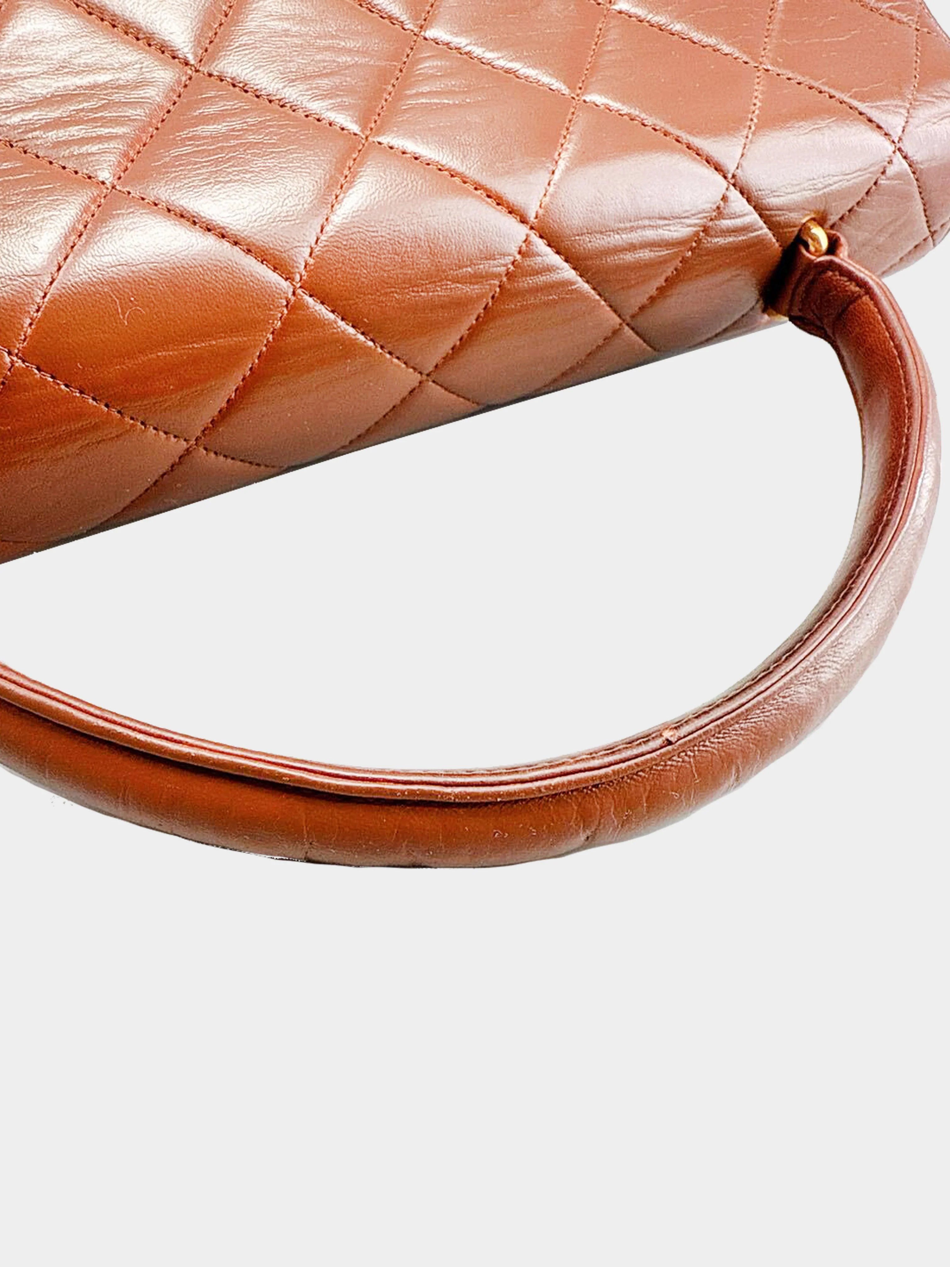 Chanel 1990s Brown Lambskin Kelly Flap Bag - Image 3