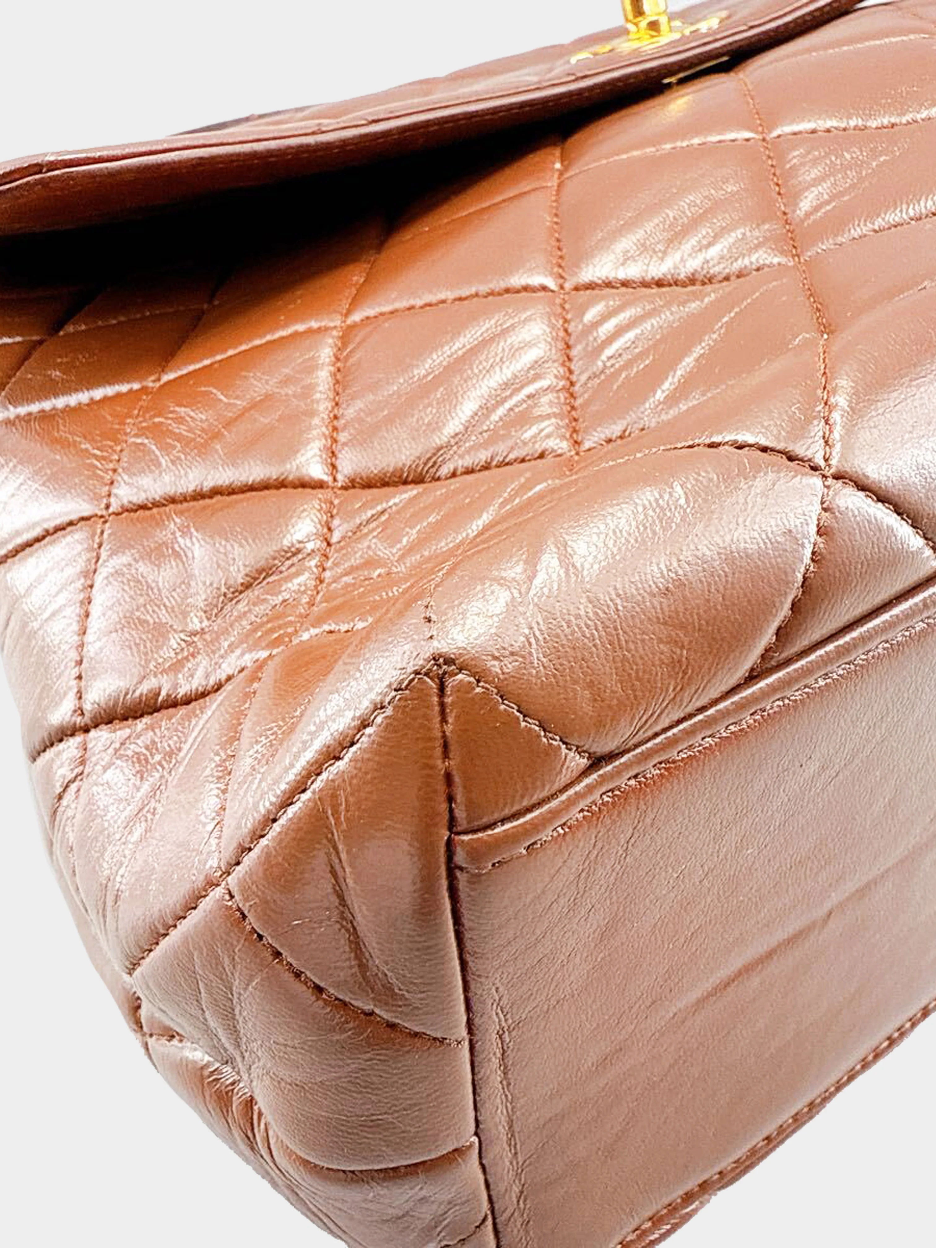 Chanel 1990s Brown Lambskin Kelly Flap Bag - Image 6