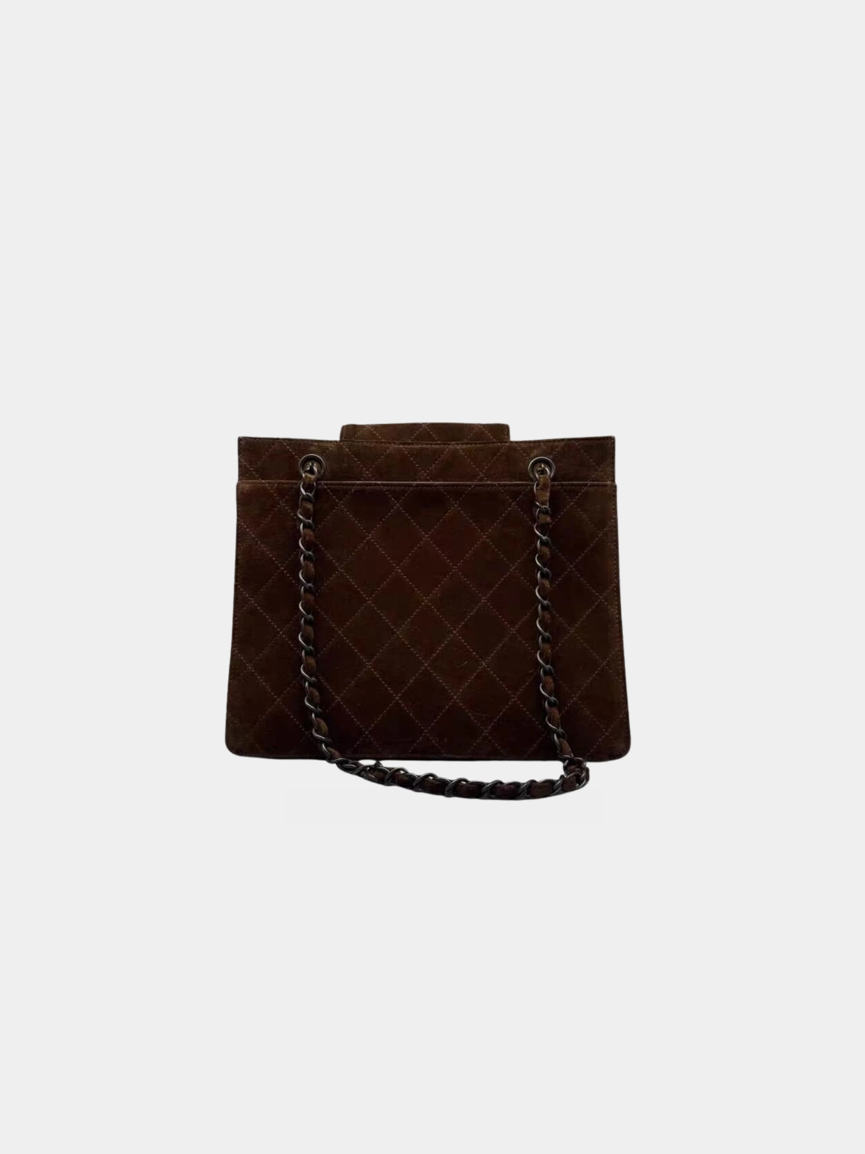 Chanel 1990s Brown Suede Matelassé Shopping Shoulder Bag - Image 2