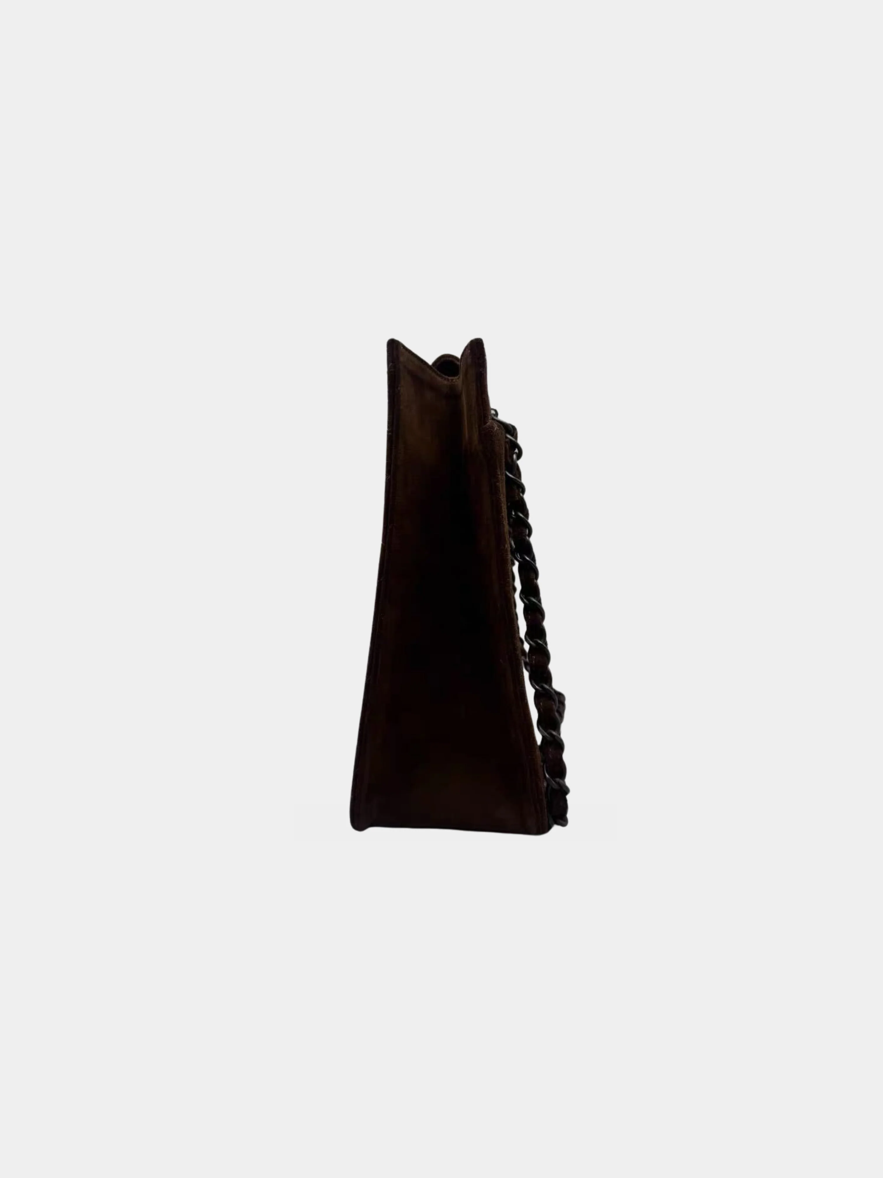 Chanel 1990s Brown Suede Matelassé Shopping Shoulder Bag - Image 3