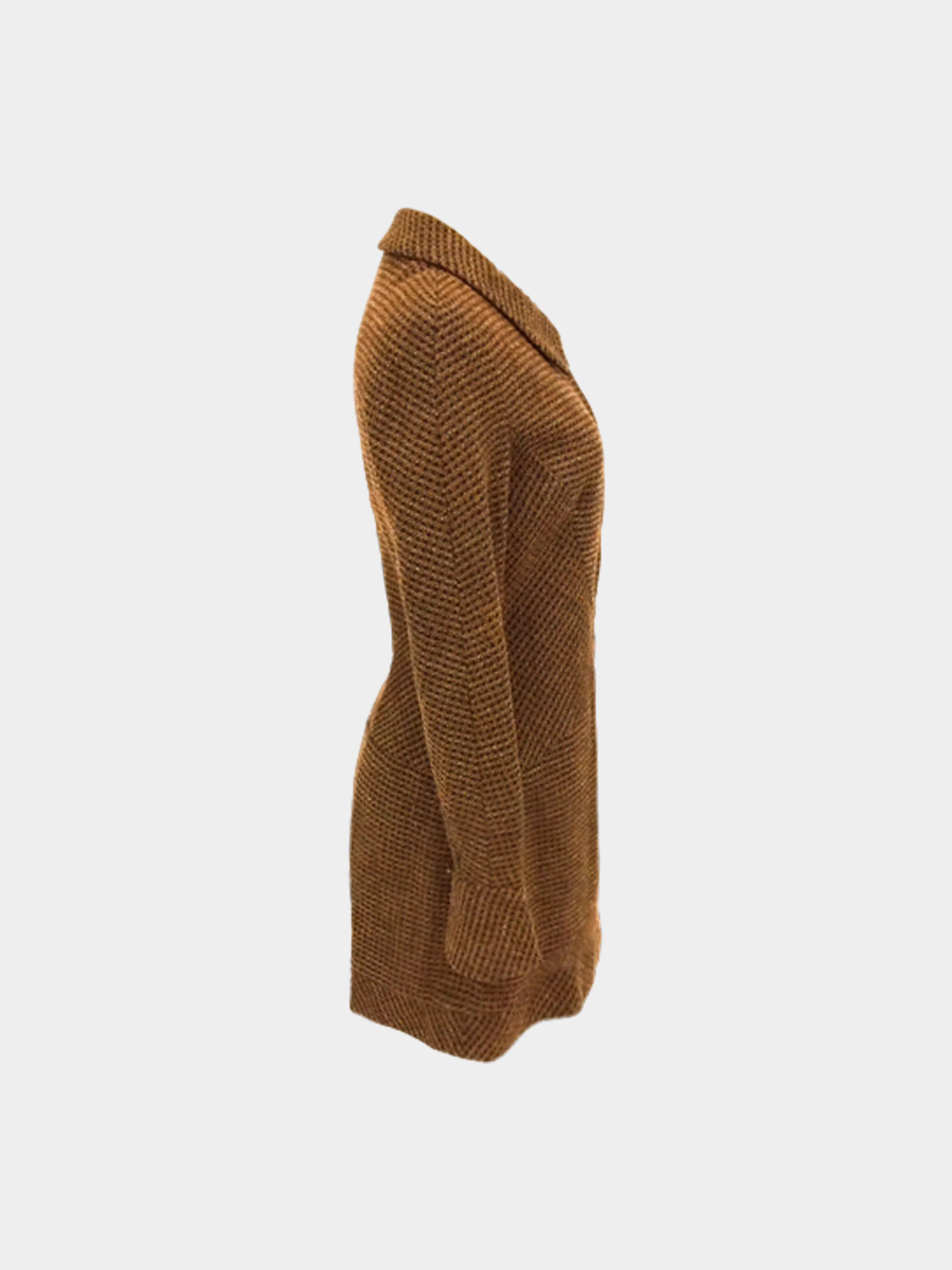 Chanel 1990s Brown Wool Blend Long Sleeve Zip Dress - Image 4