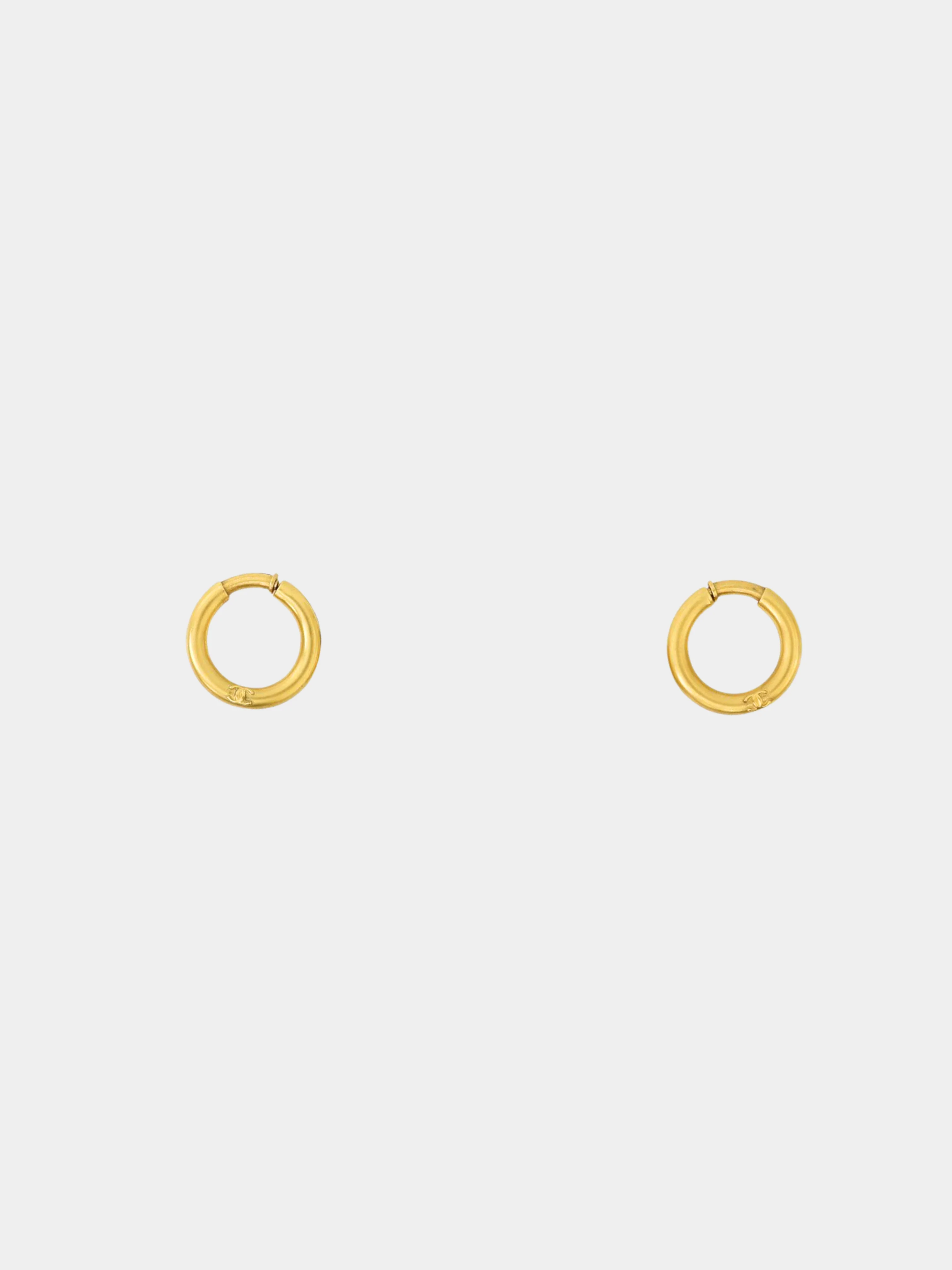 Chanel 1990s Gold COCO Hoop Earrings