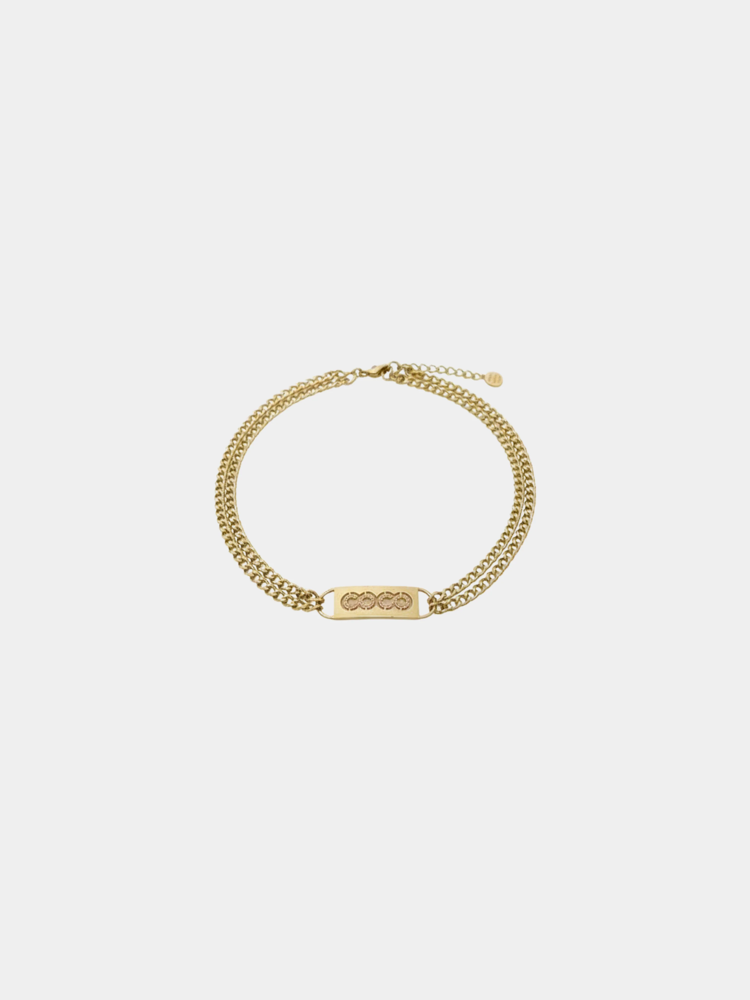 Chanel 1990s Gold COCO Rhinestone Chain Belt