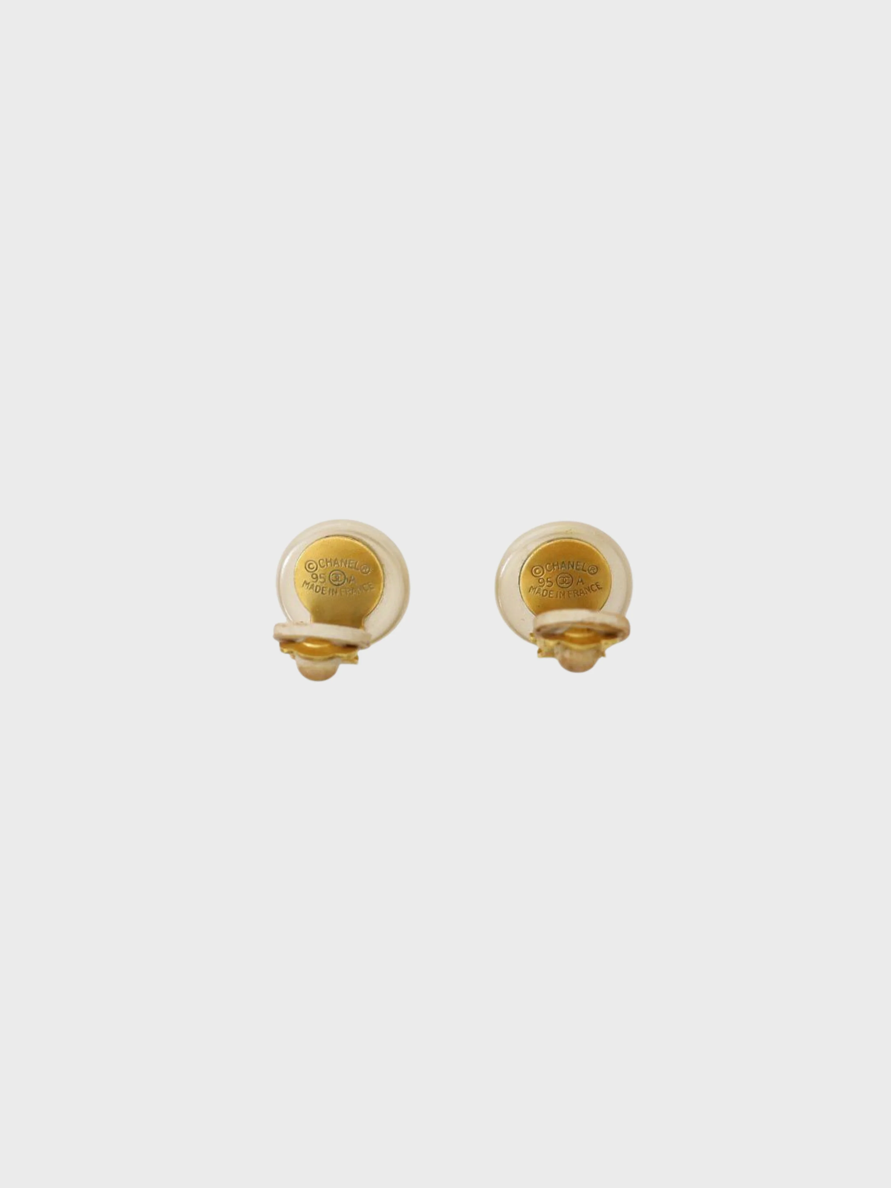 Chanel 1990s Gold Plated Metal Pearl COCO Earrings - Image 2
