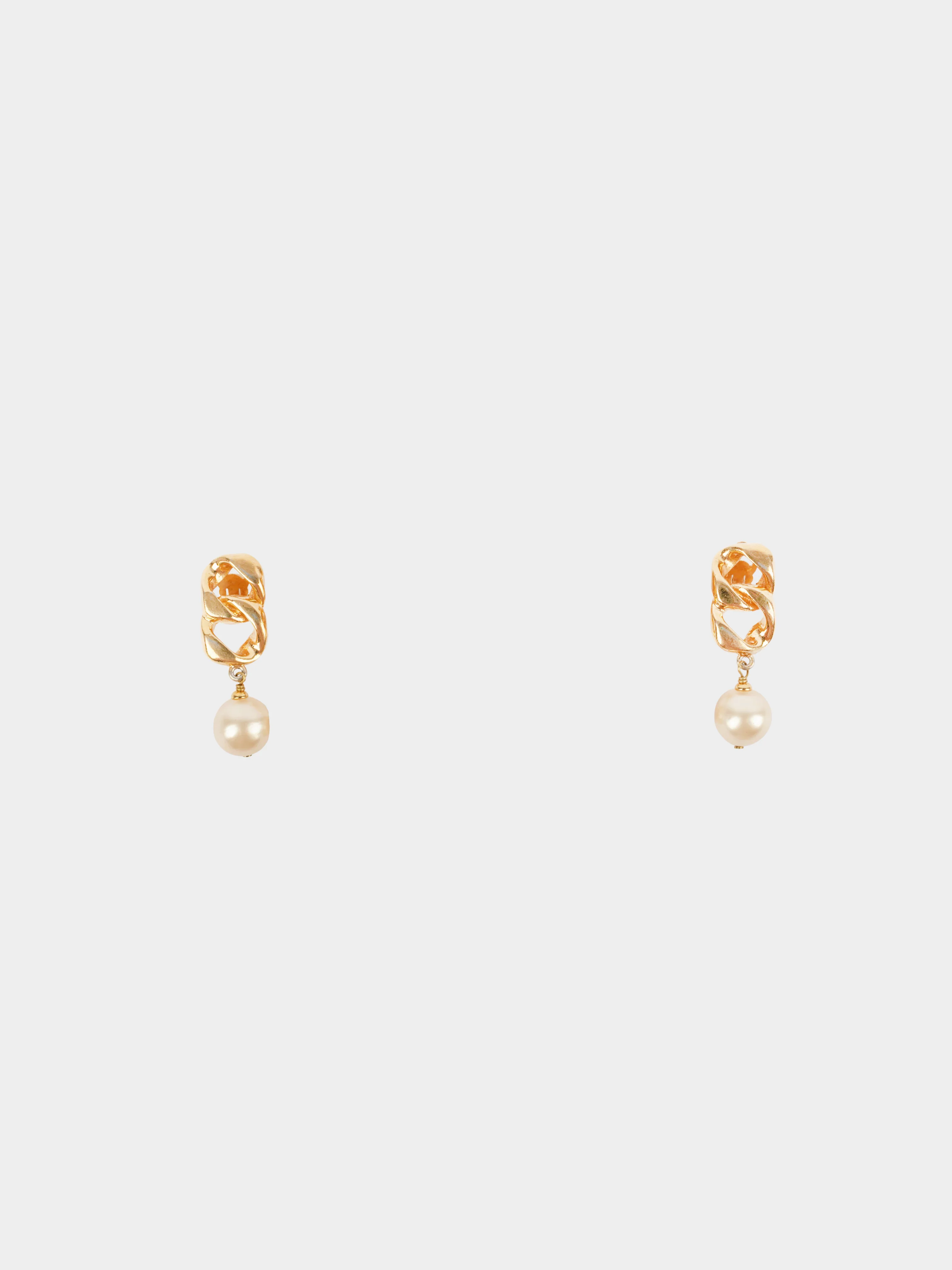 Chanel 1990s Gold Plated Mother of Pearl Earrings