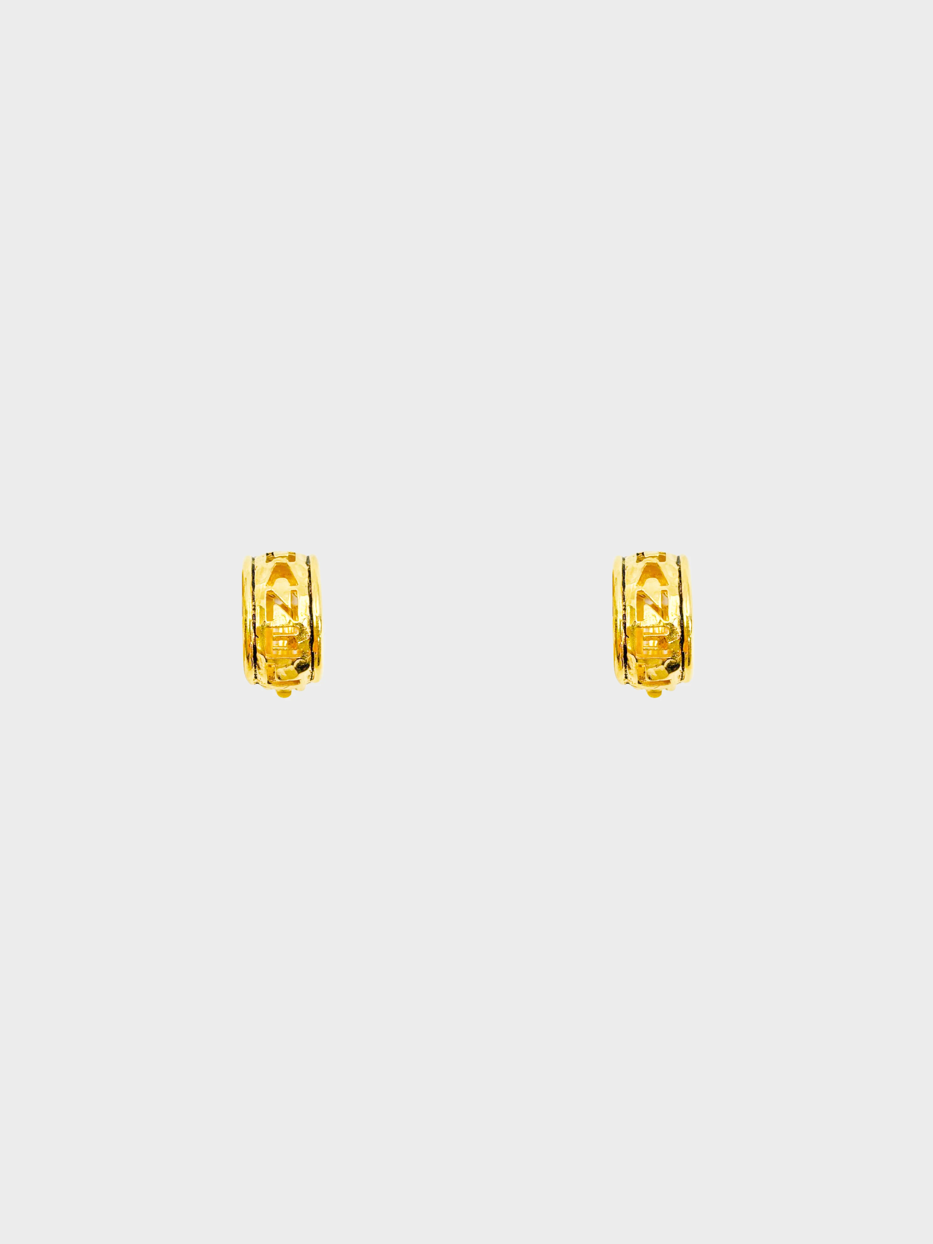 Chanel 1990s Gold Semi-Hoop Logo Hollowed Out Earrings