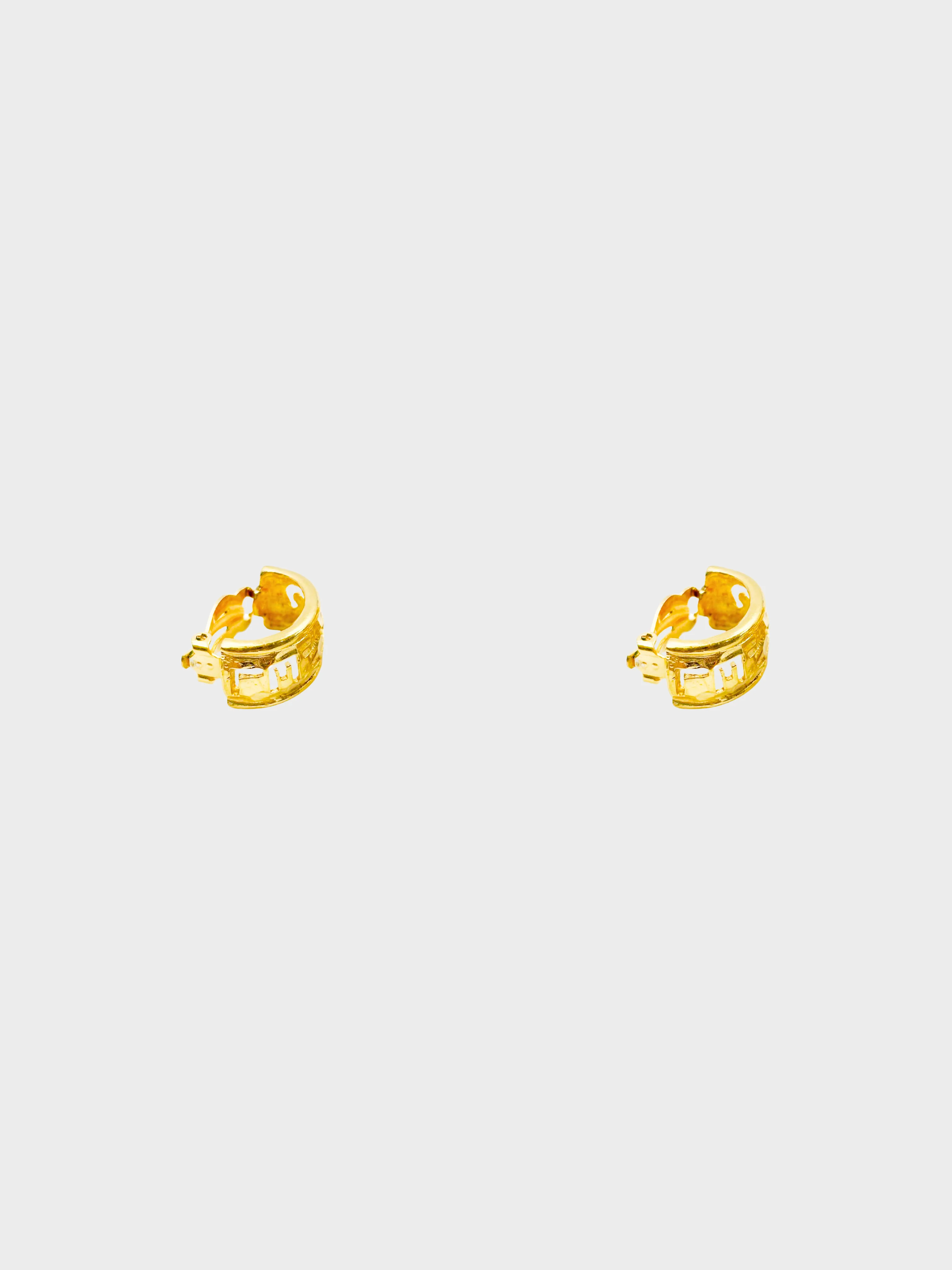Chanel 1990s Gold Semi-Hoop Logo Hollowed Out Earrings - Image 2