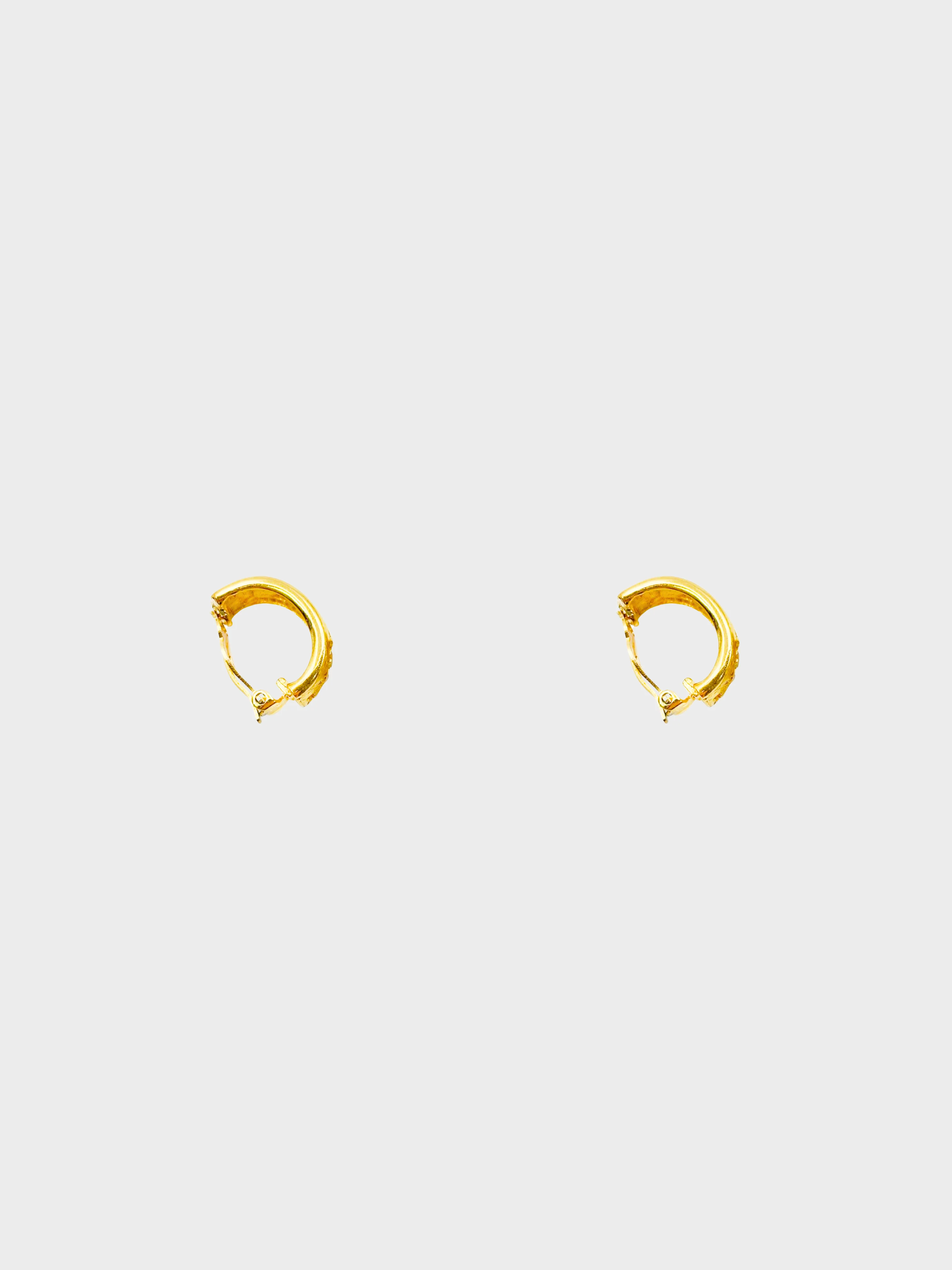 Chanel 1990s Gold Semi-Hoop Logo Hollowed Out Earrings - Image 3