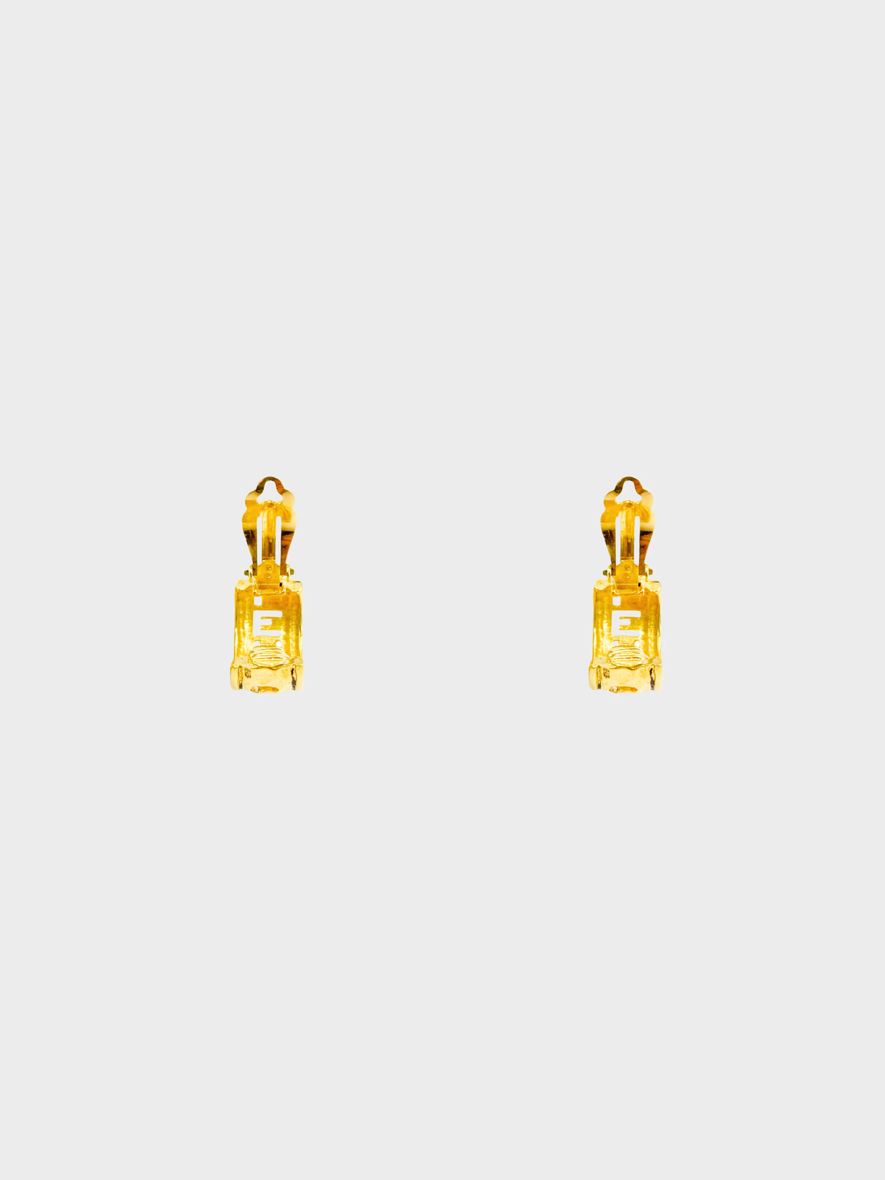 Chanel 1990s Gold Semi-Hoop Logo Hollowed Out Earrings - Image 4